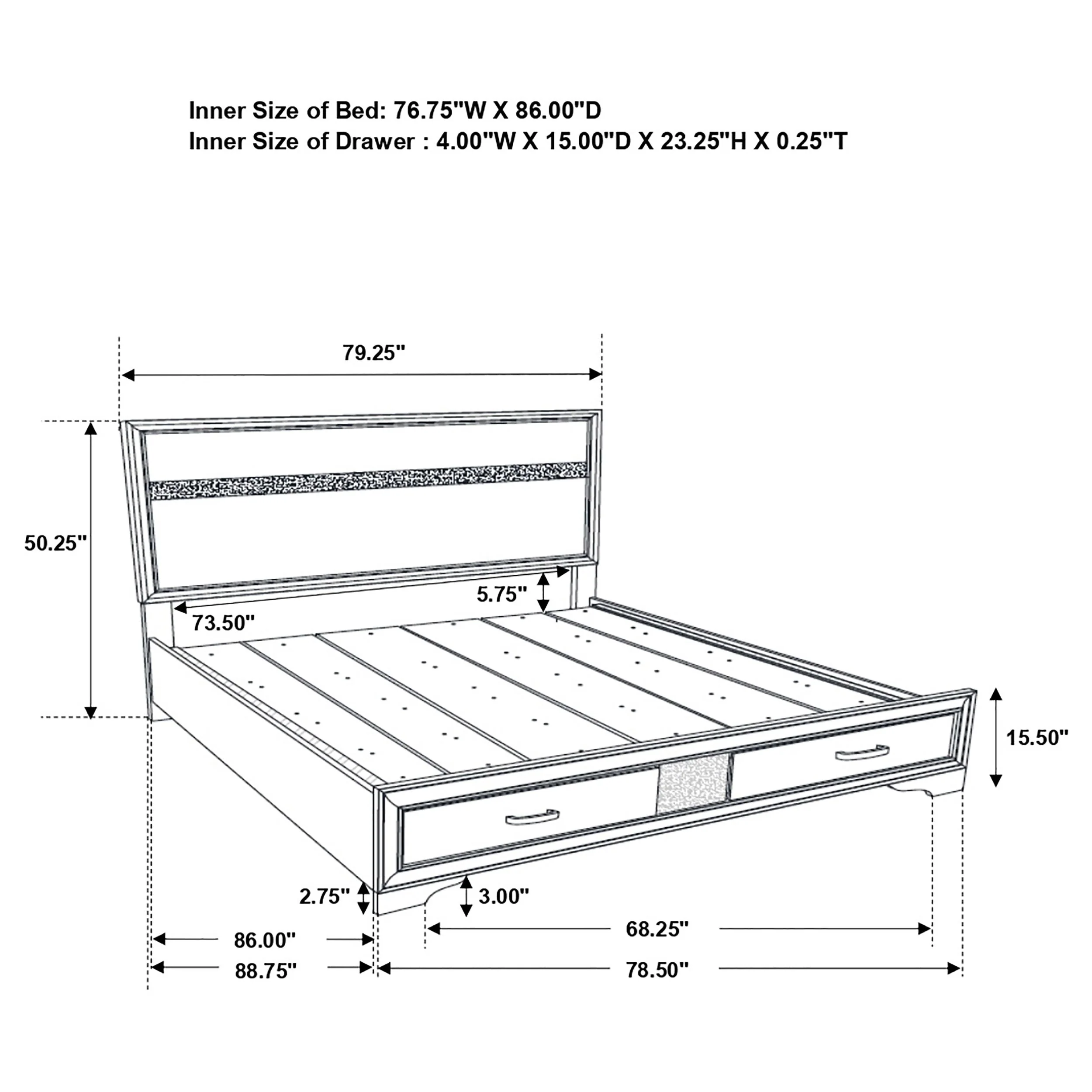 Miranda 51-inch Wood Storage Panel Bed - Image 98