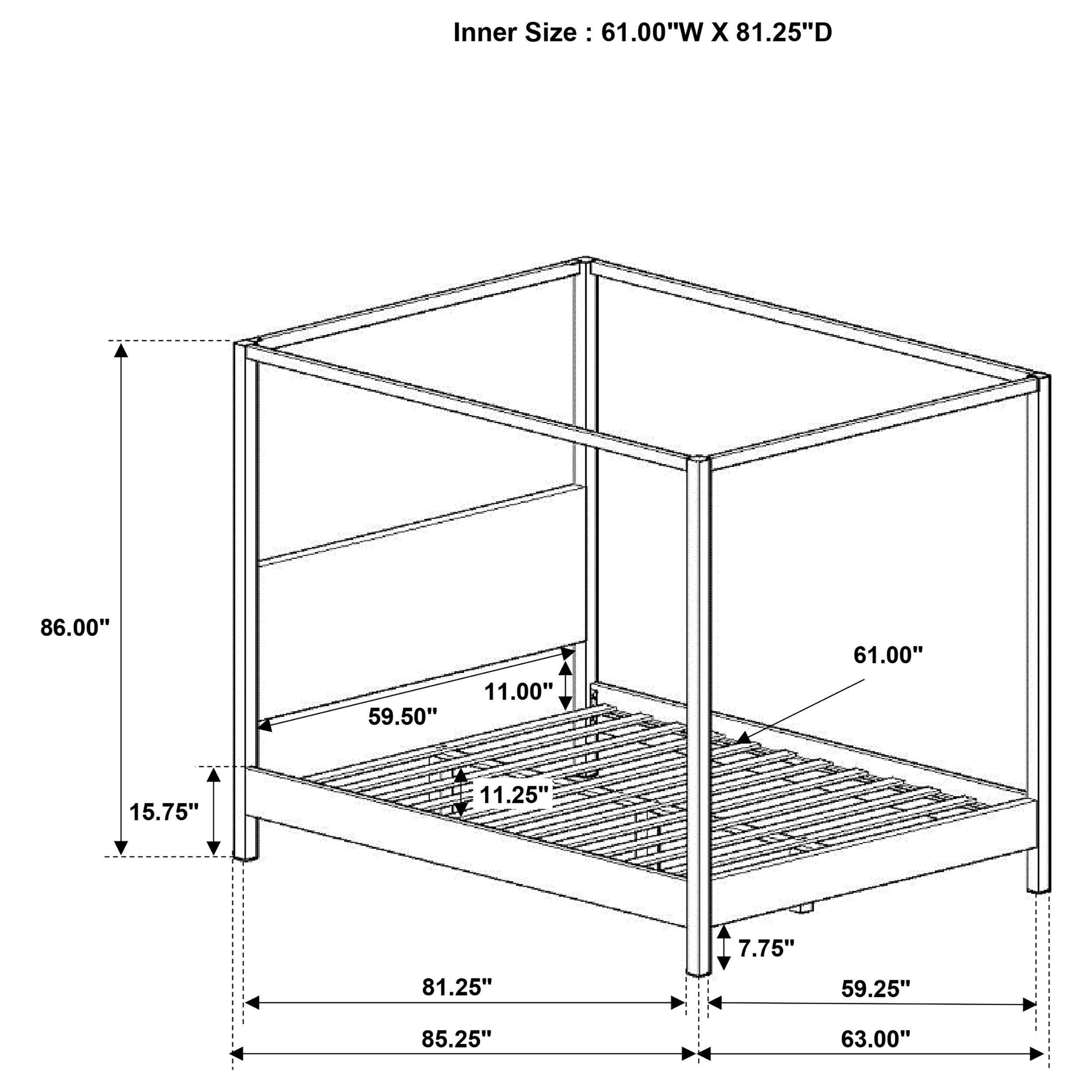 Monroe Upholstered Canopy Bed Vanilla - Image 21