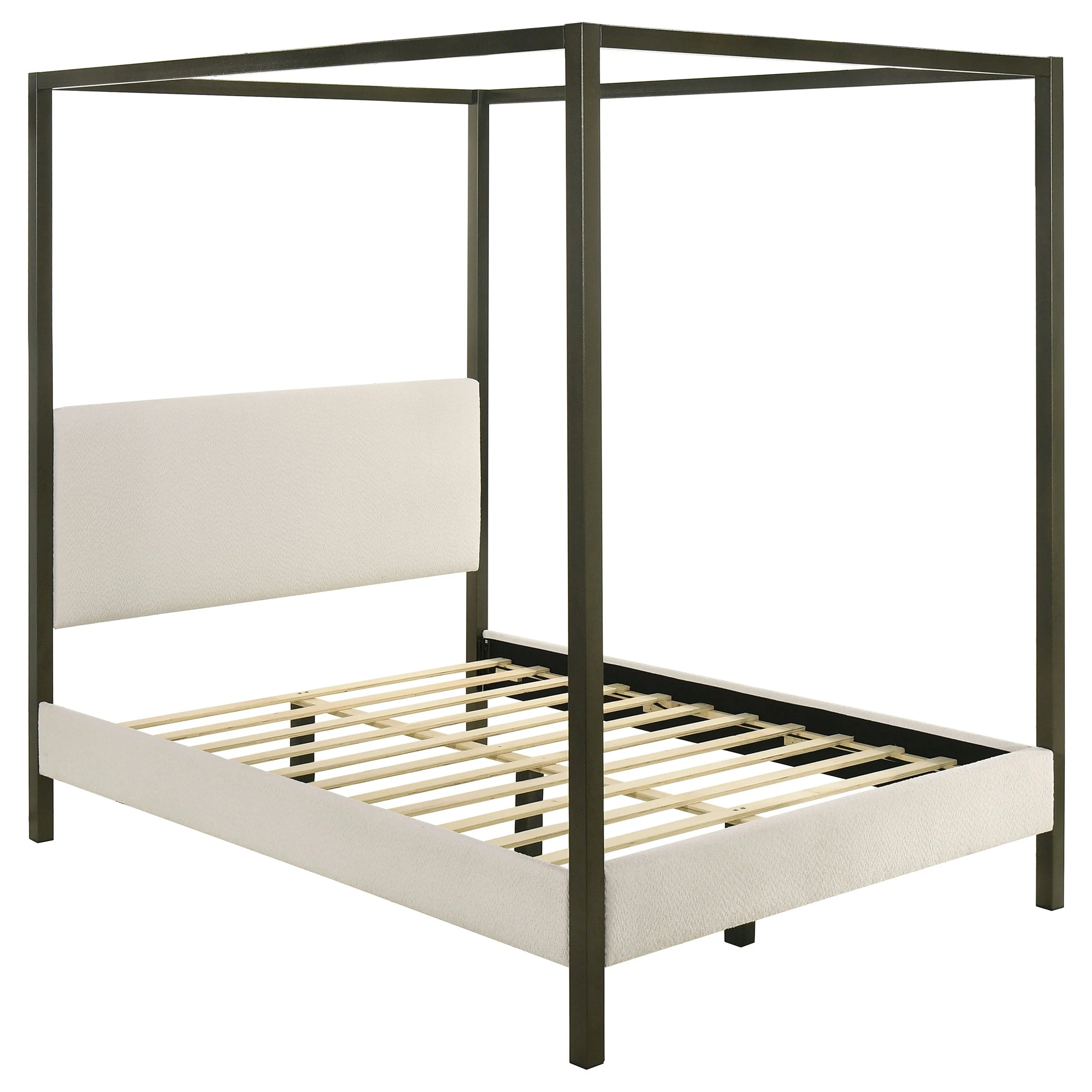 Monroe Upholstered Canopy Bed Vanilla - Image 3
