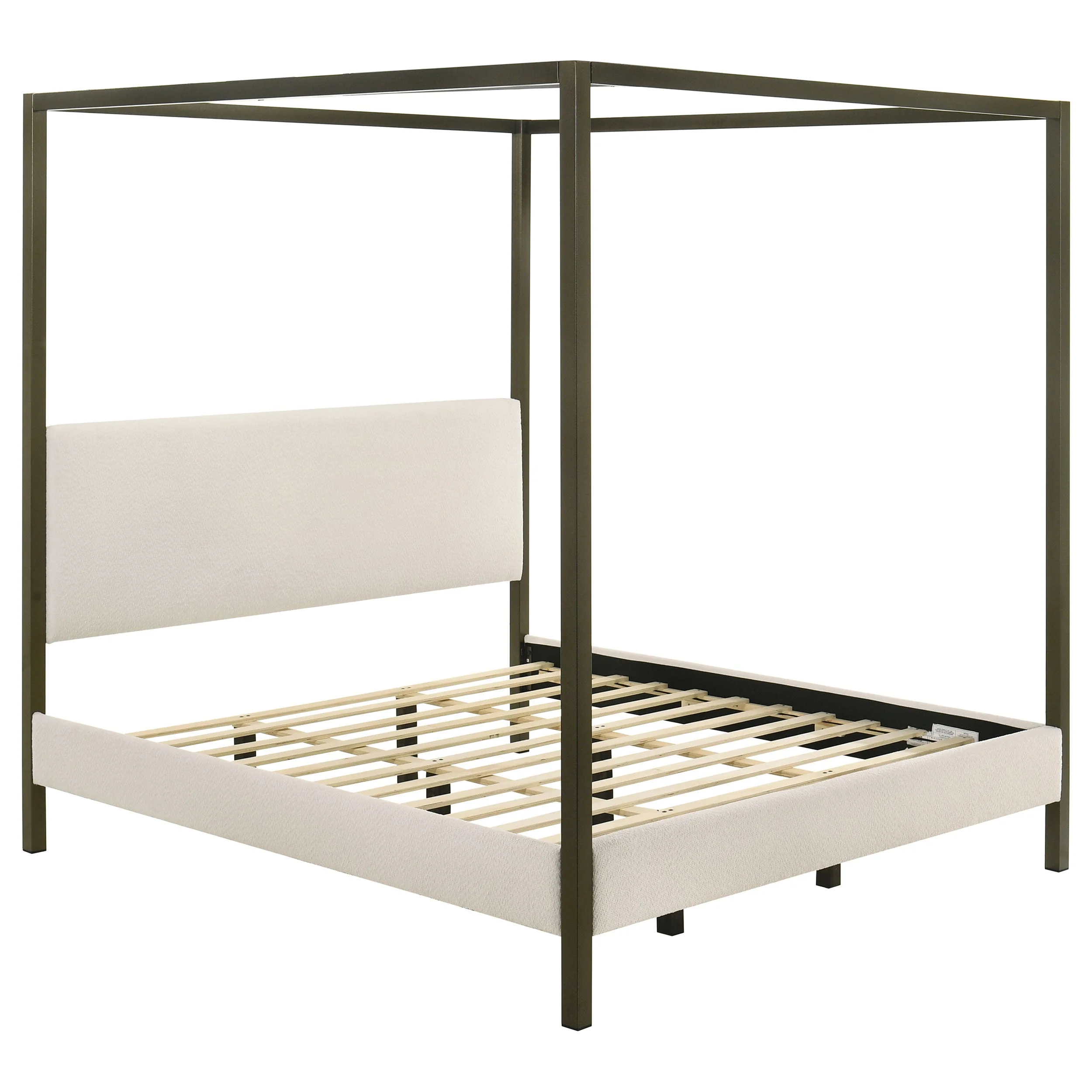 Monroe Upholstered Canopy Bed Vanilla - Image 4