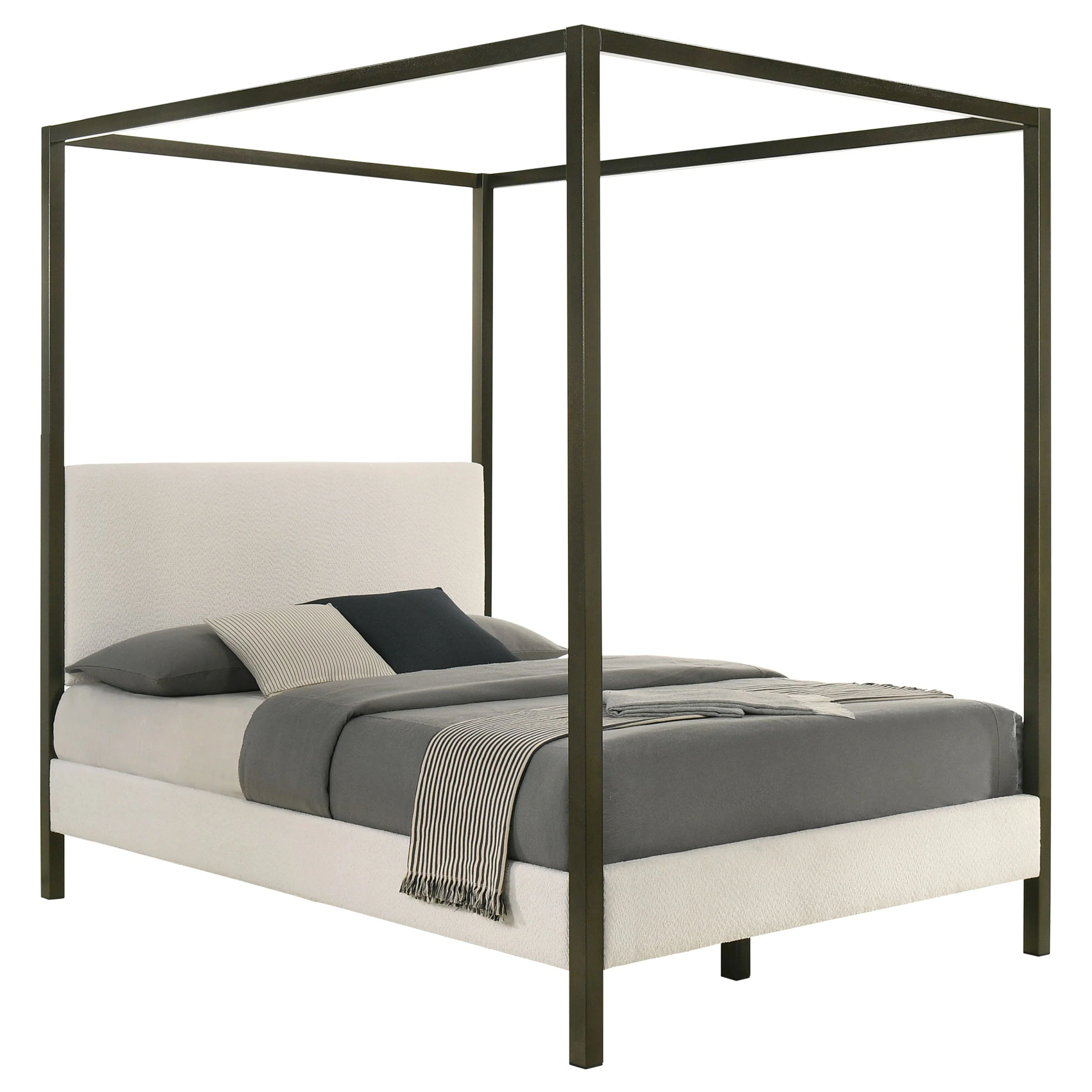Monroe Upholstered Canopy Bed Vanilla - Image 7