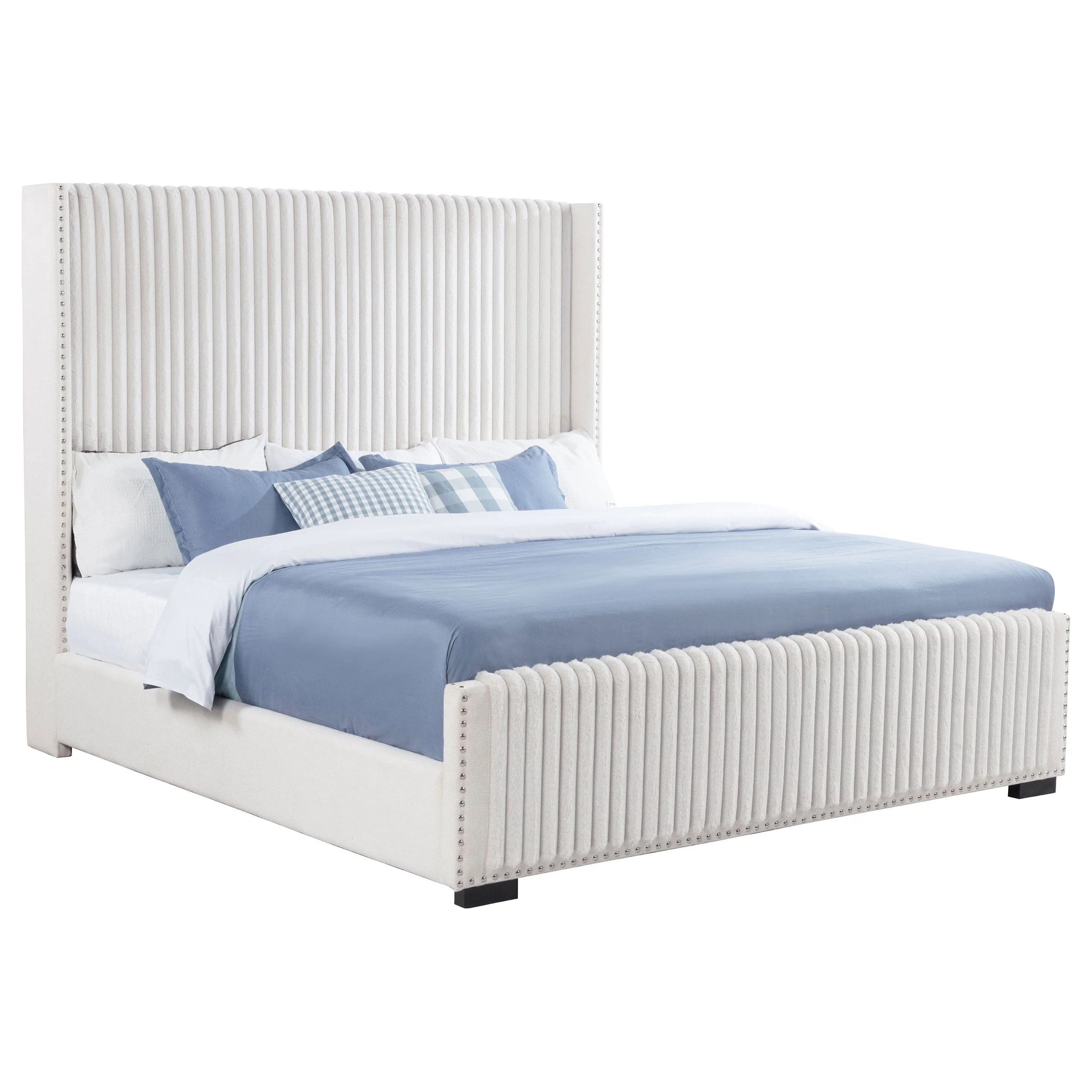 Natasha 65-inch Upholstered Wingback Bed Cream - Image 11