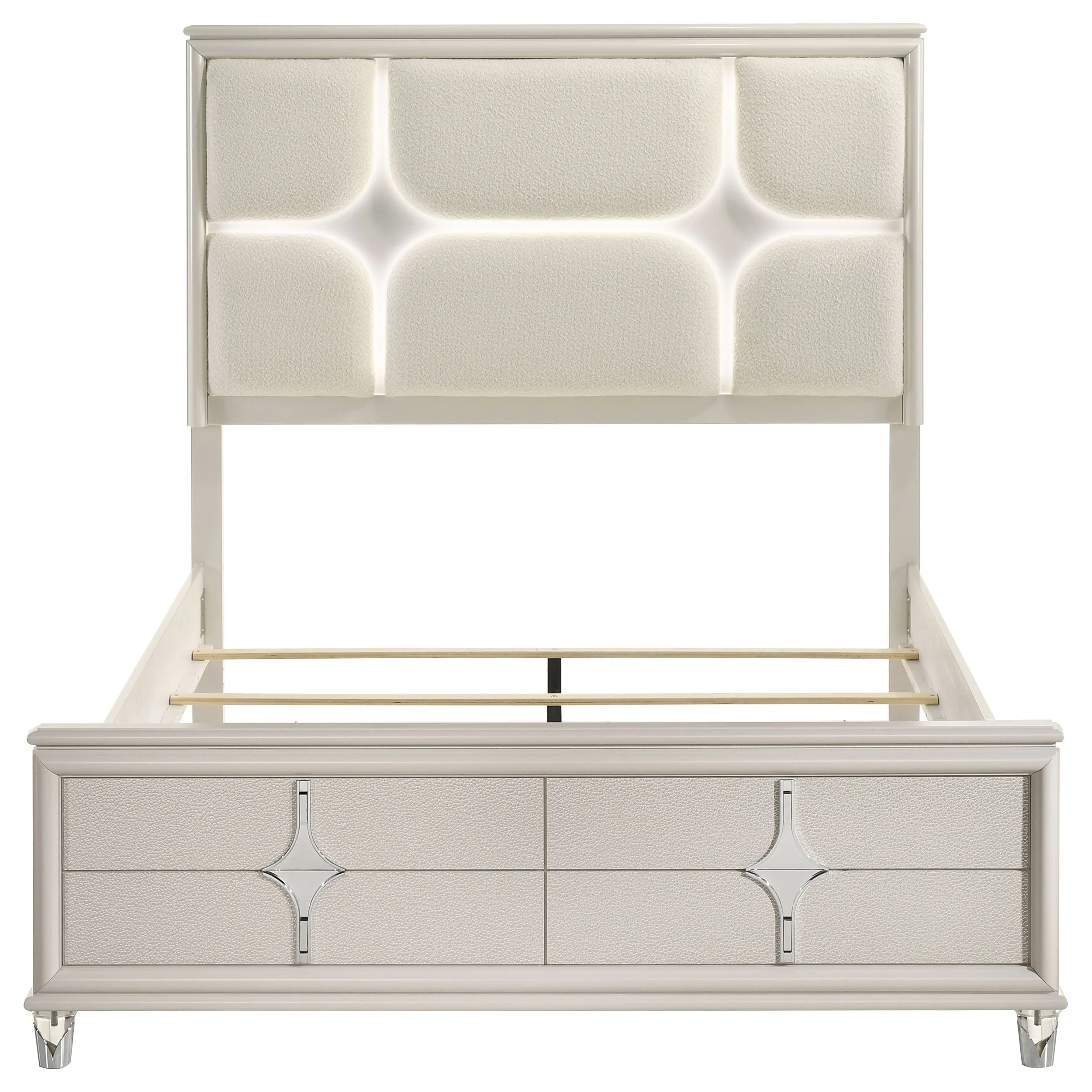 Olivia Panel Bed LED Headboard Pearl - Image 9