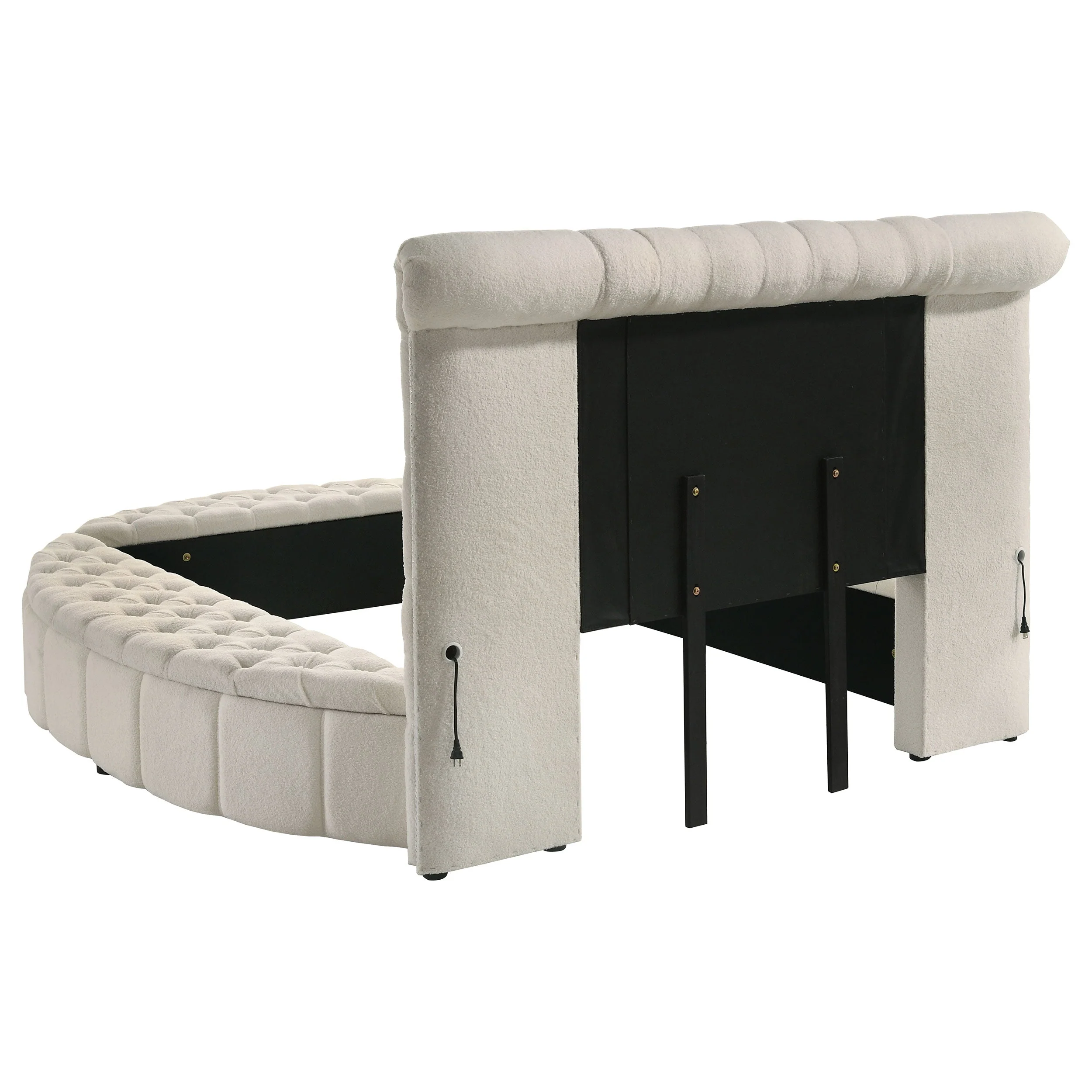 Sonya Upholstered Round Storage Bed Ivory - Image 15