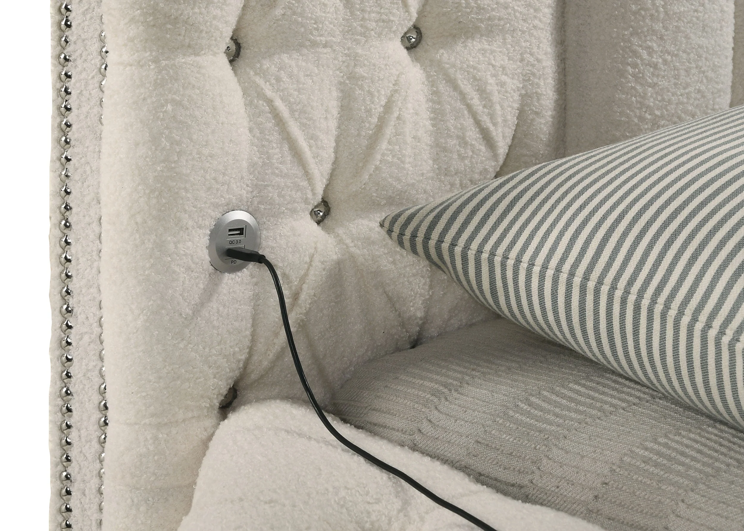 Sonya Upholstered Round Storage Bed Ivory - Image 21