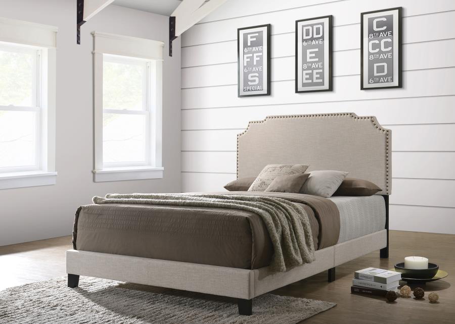 Tamarac Upholstered Panel Bed Beige - Image 2