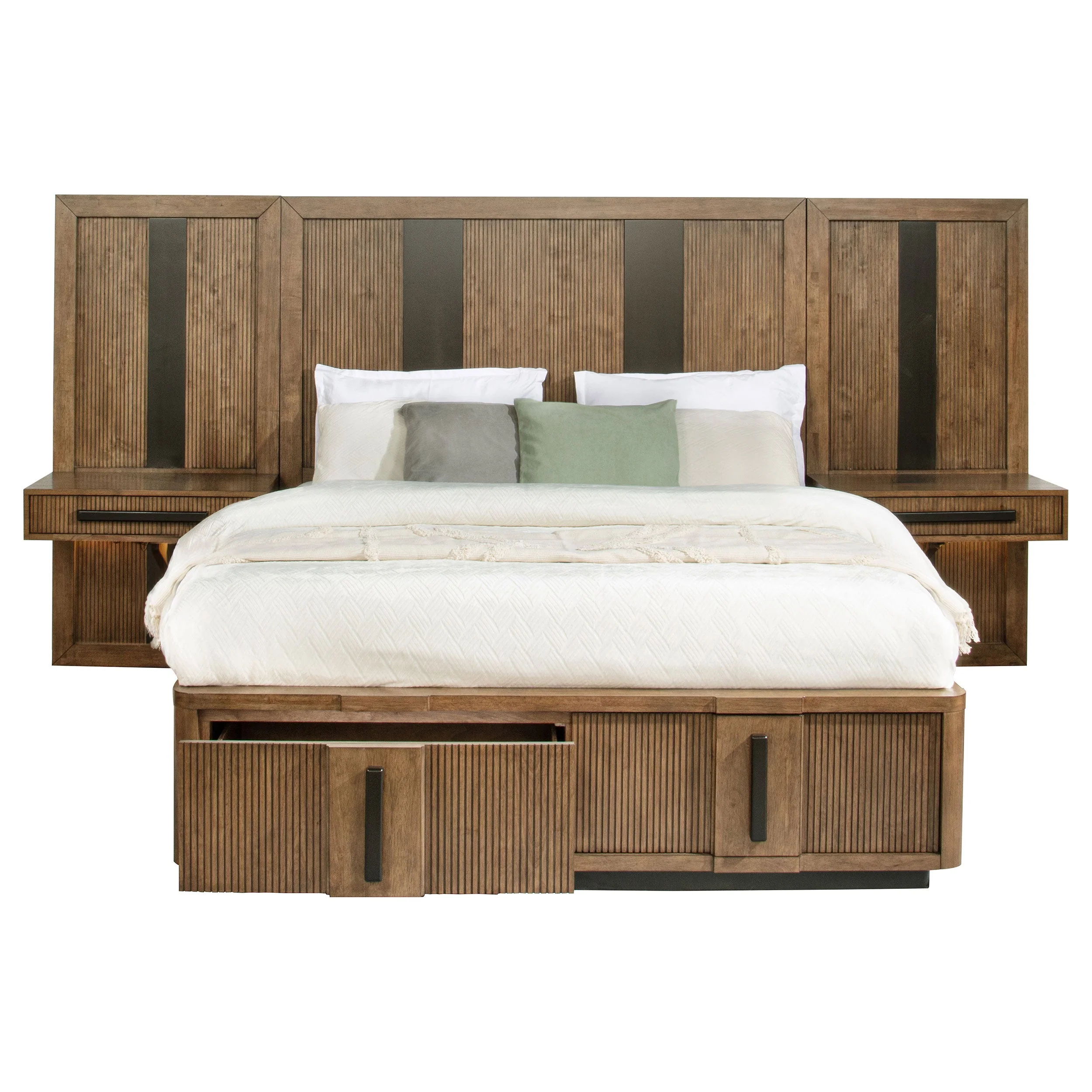 Terrace Wall Panel Storage Bed Ash Brown - Image 11