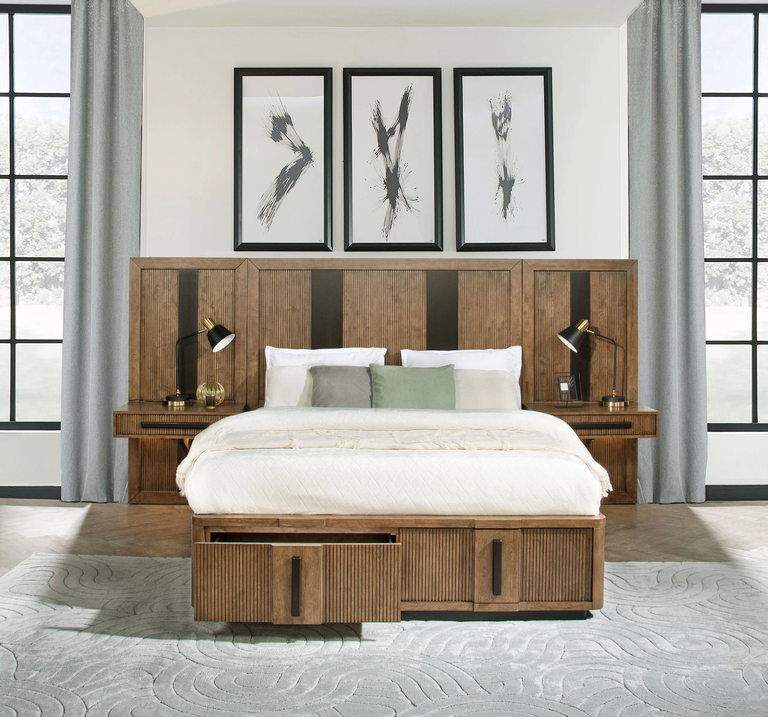 Terrace Wall Panel Storage Bed Ash Brown - Image 9
