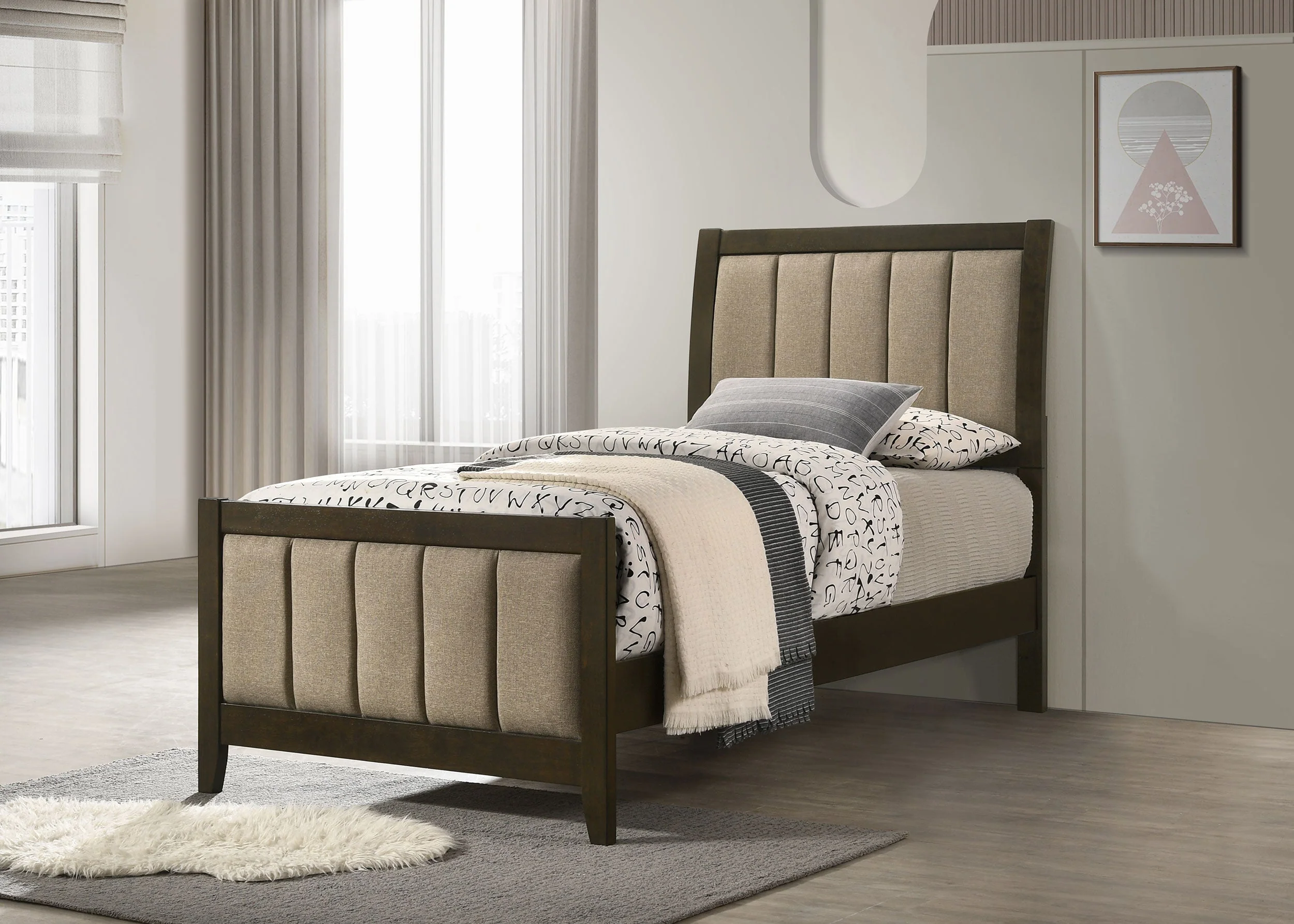 Wilkes 51-inch Upholstered Bed Dark Cocoa - Image 15
