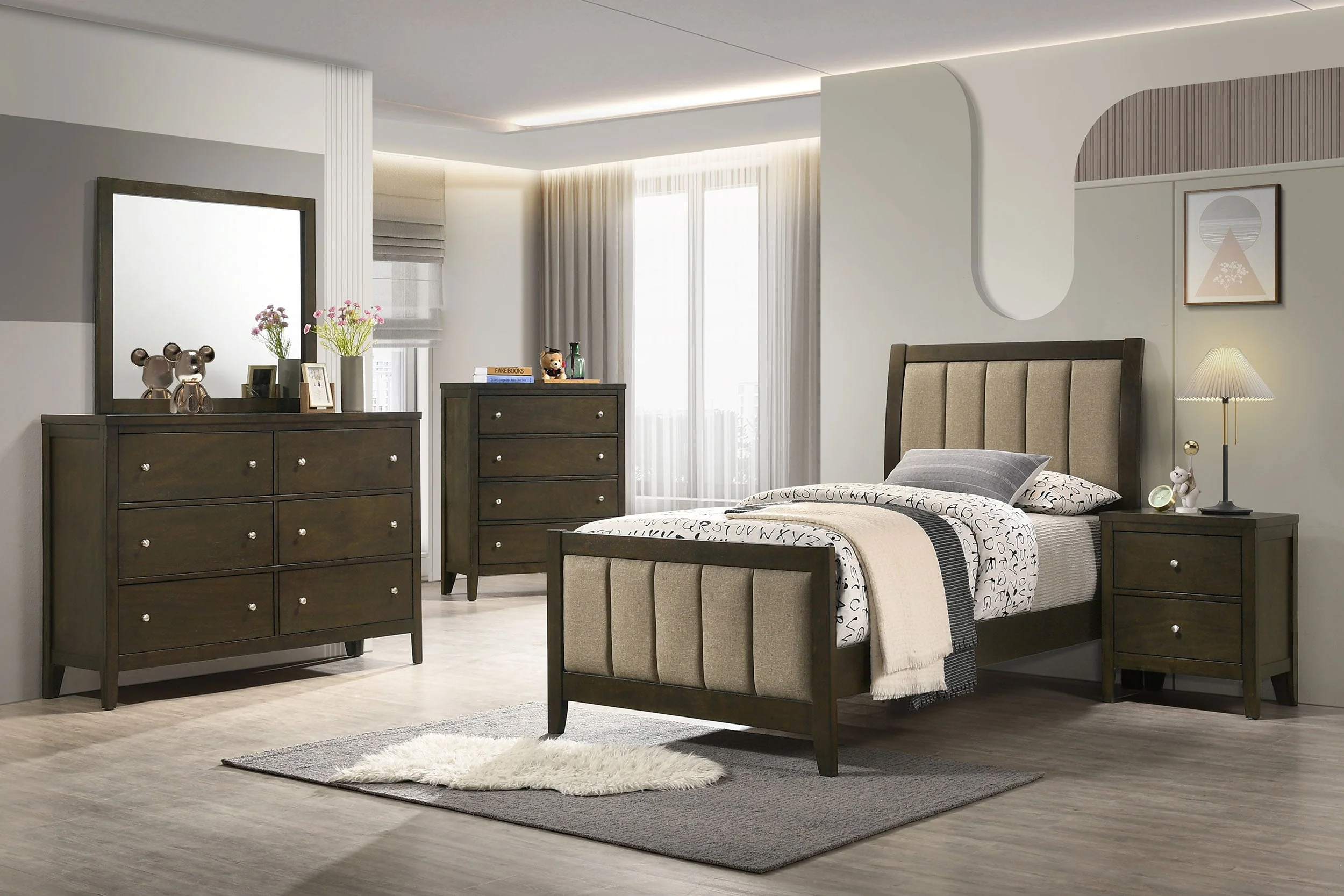 Wilkes 51-inch Upholstered Bed Dark Cocoa - Image 55