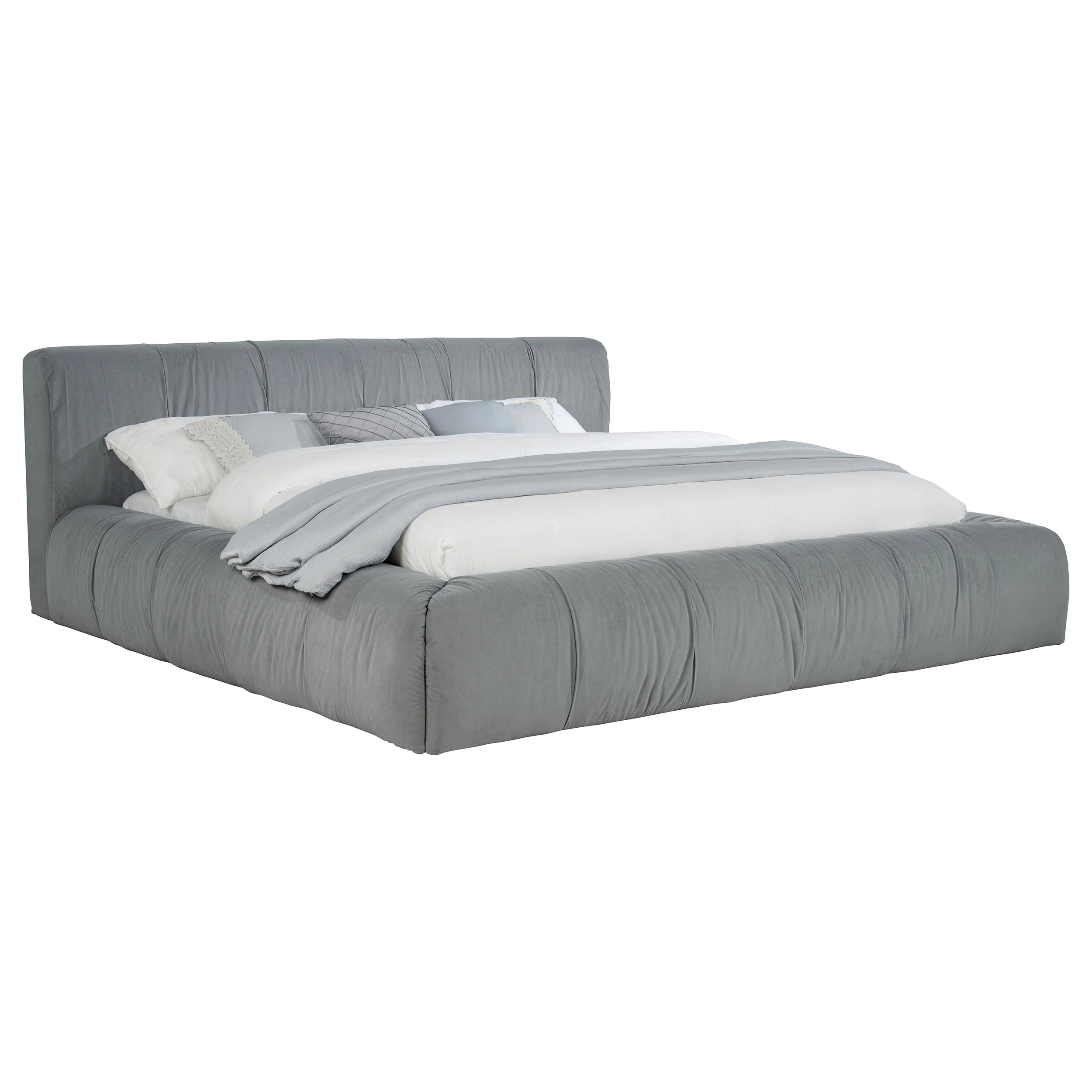 Wilshire Upholstered Platform Bed Grey - Image 12