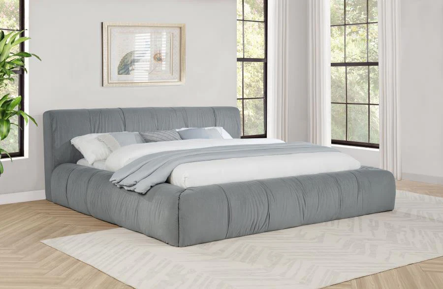 Wilshire Upholstered Platform Bed Grey - Image 2