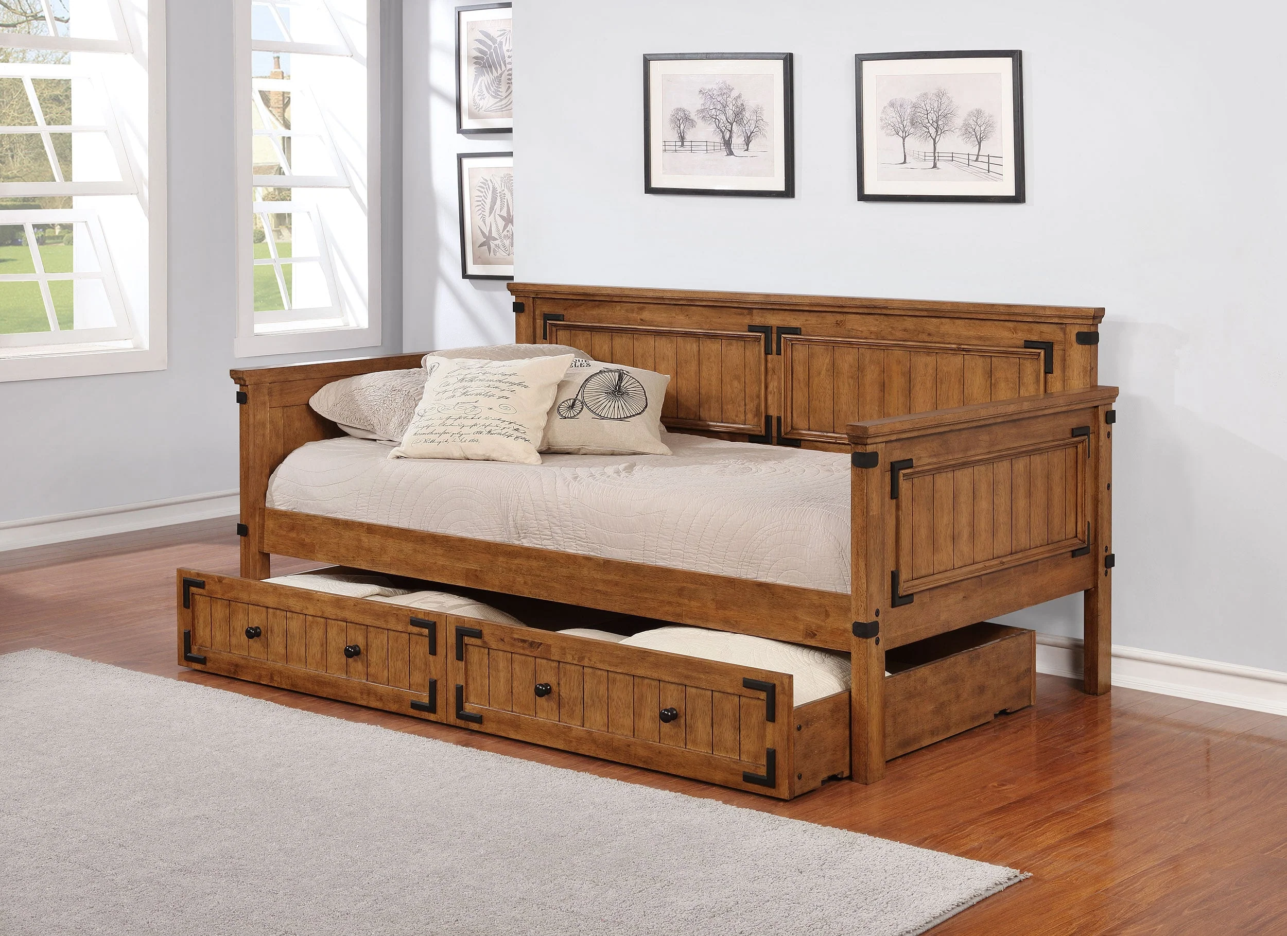 Oakdale Wood Twin Daybed Rustic Honey - Image 6