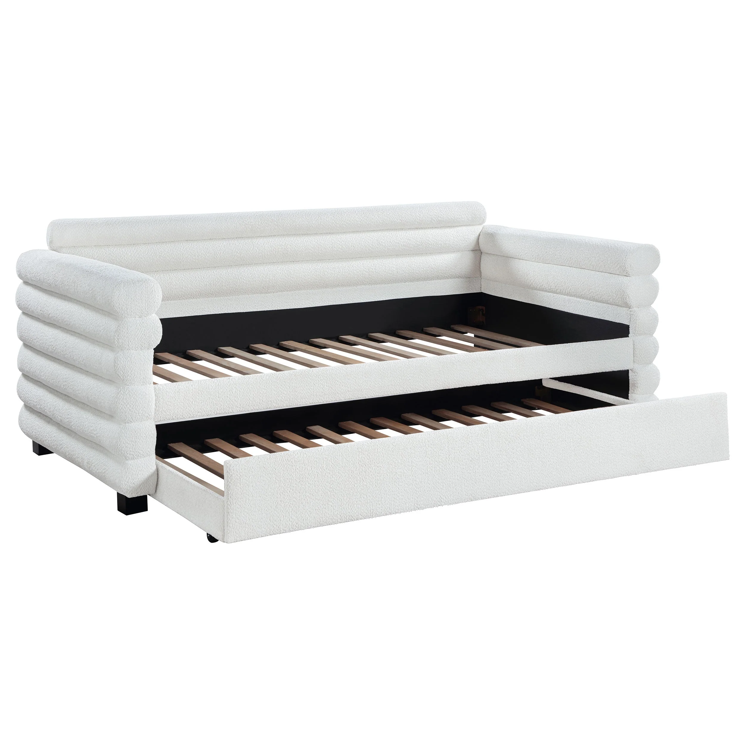 Patricia Boucle Upholstered Twin Day Bed with Trundle - Image 4