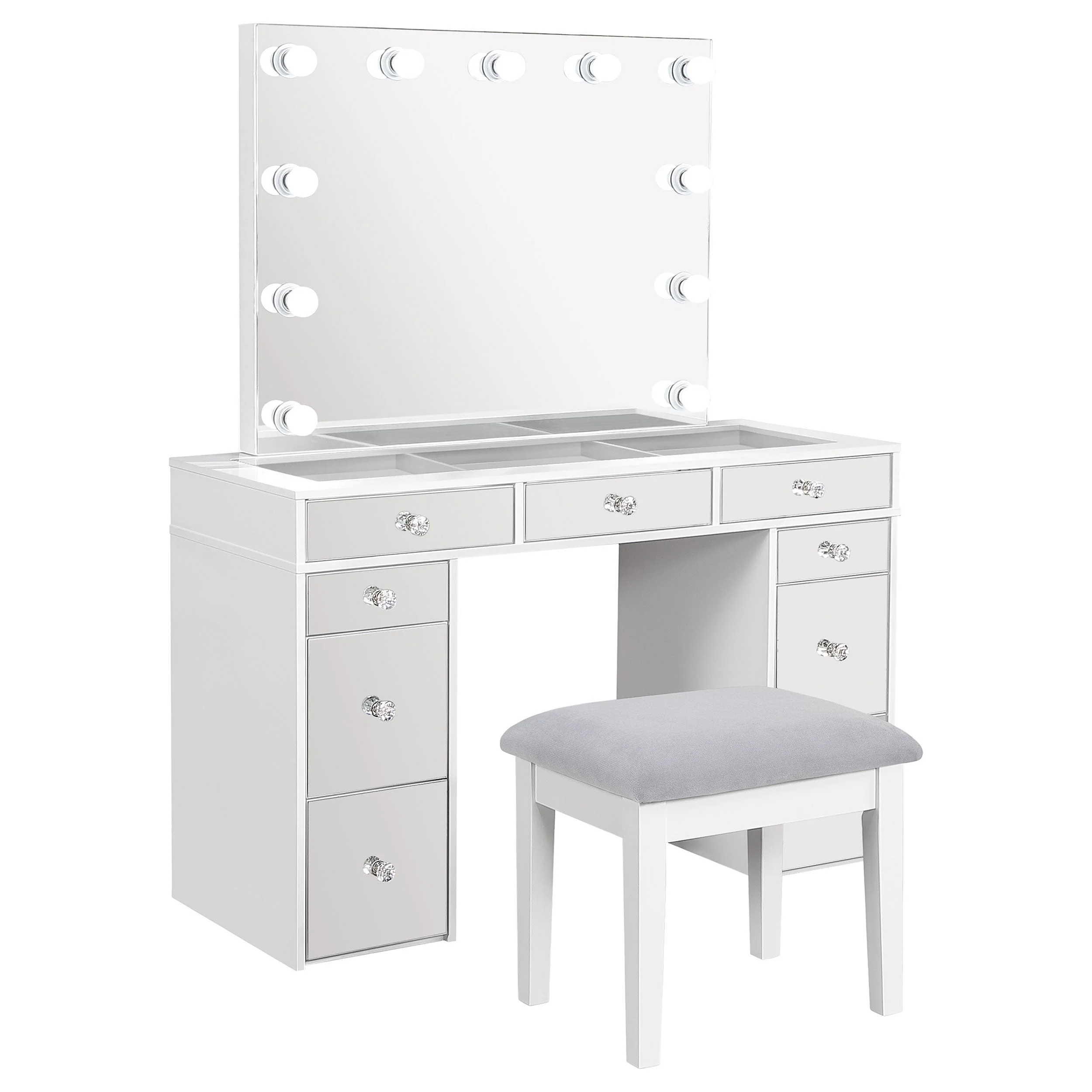 Regina Makeup Vanity Table Set with Lighting White - Image 2