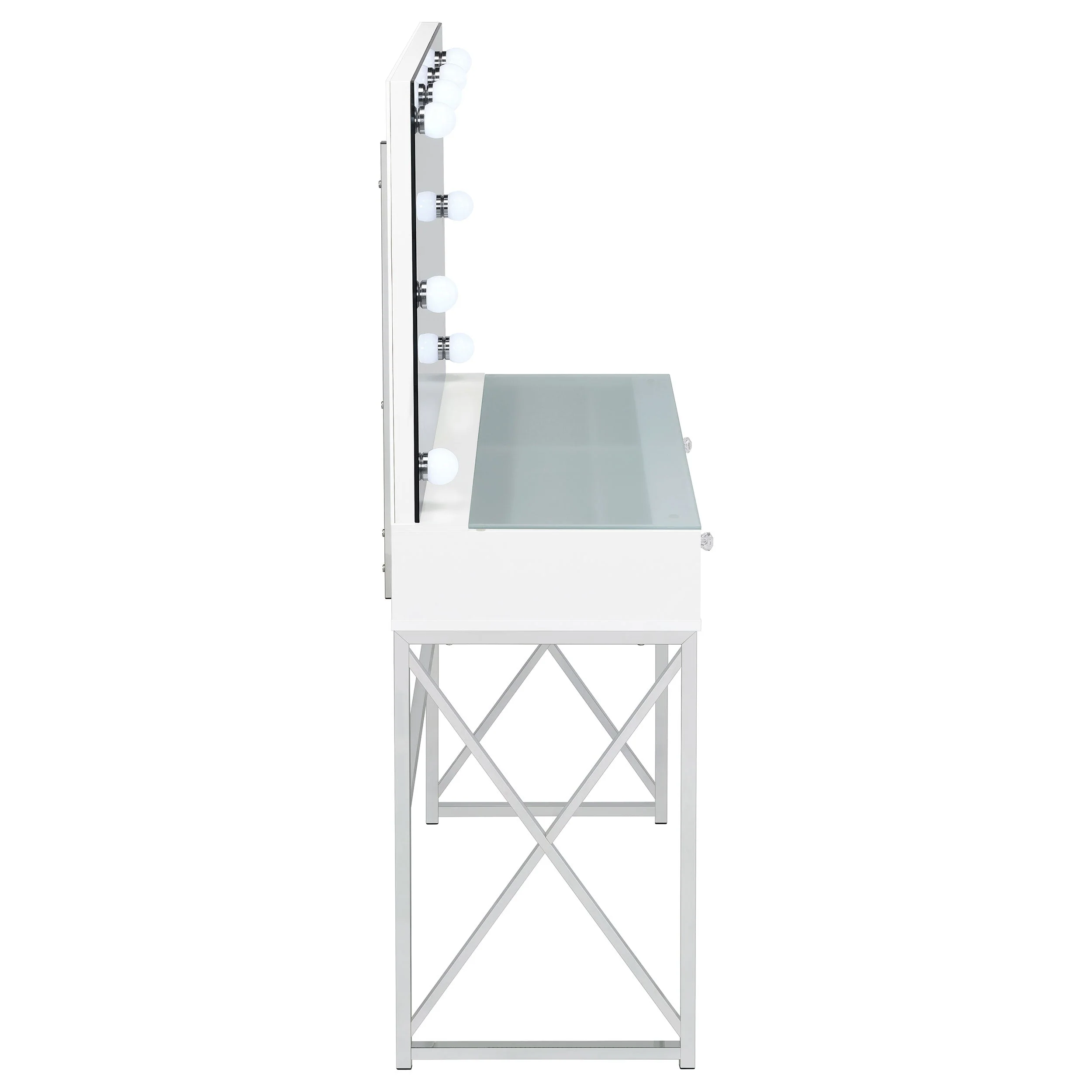 Eliza Vanity Set with Lighting & Stool White and Chrome - Image 10