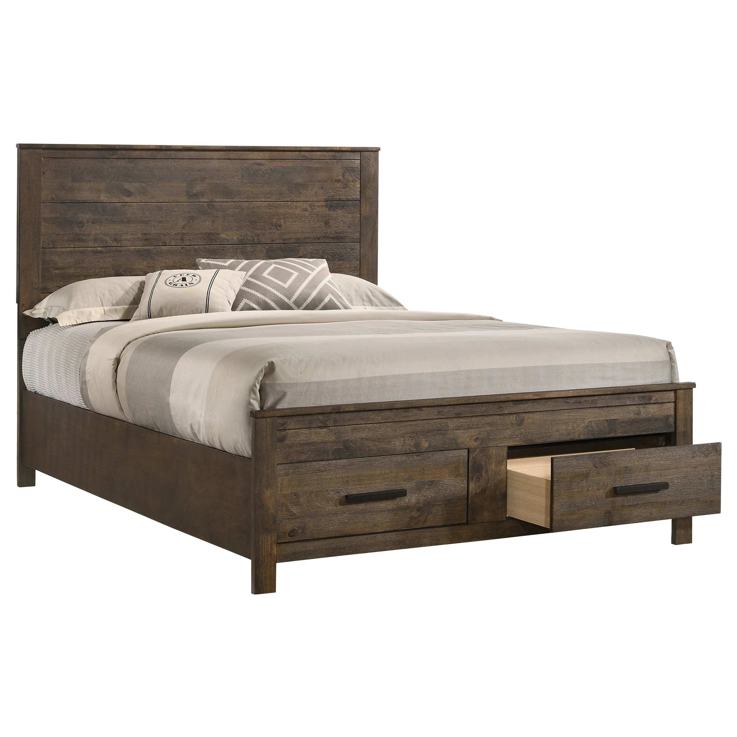 Woodmont Wood Storage Panel Bed Rustic Golden Brown - Image 10