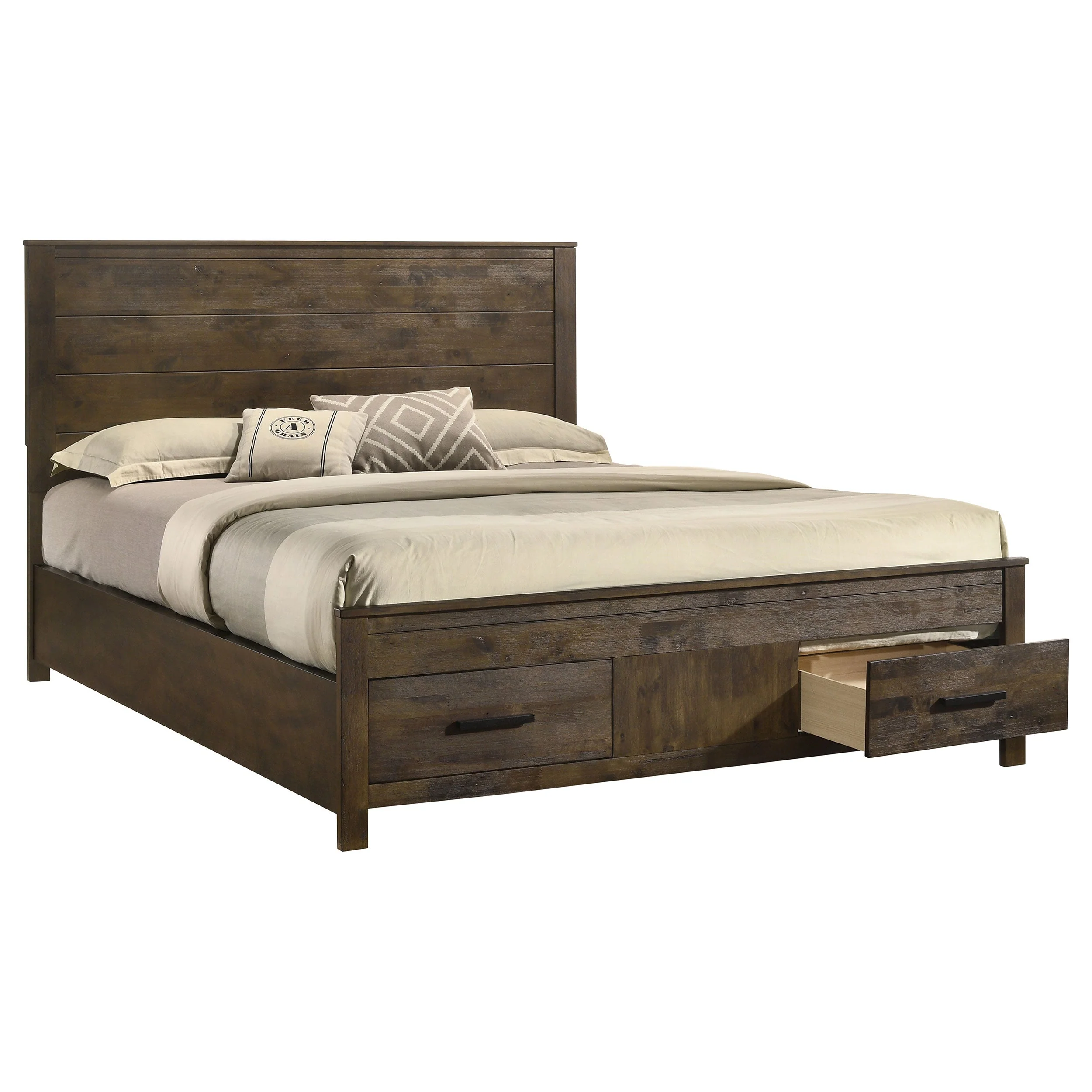 Woodmont Wood Storage Panel Bed Rustic Golden Brown - Image 12