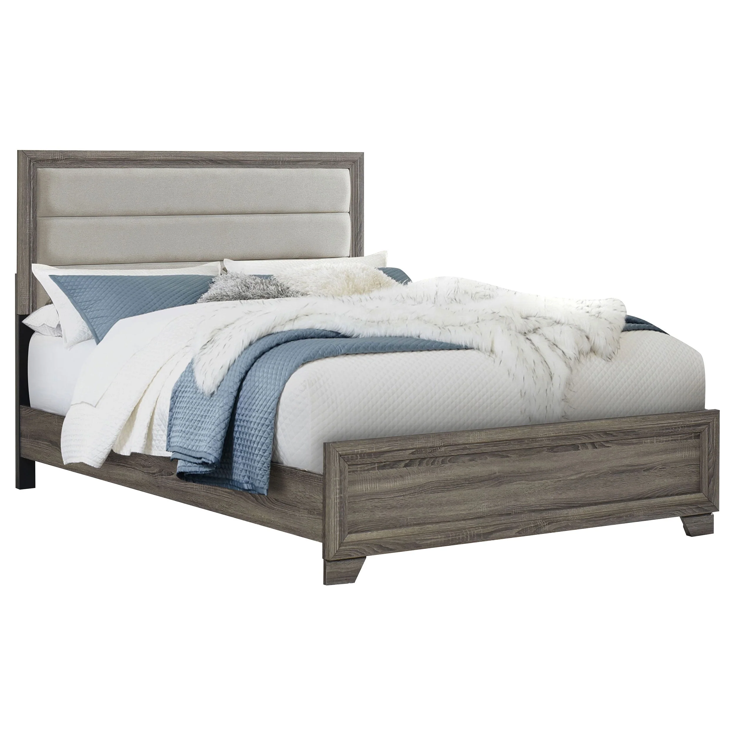 Wright 52-inch Upholstered Bed Brown Oak - Image 11