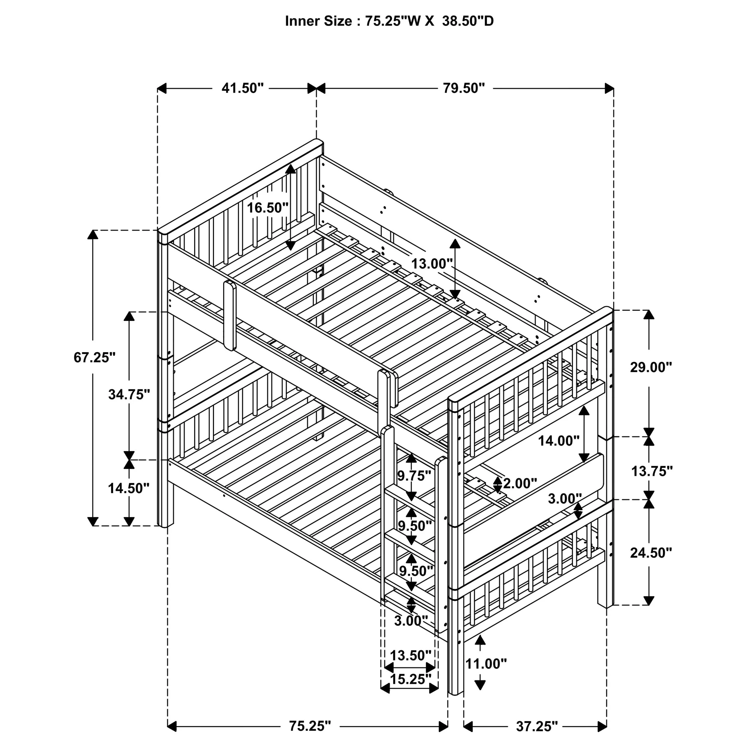 Dakota Wood Twin Over Twin Bunk Bed Natural - Image 12