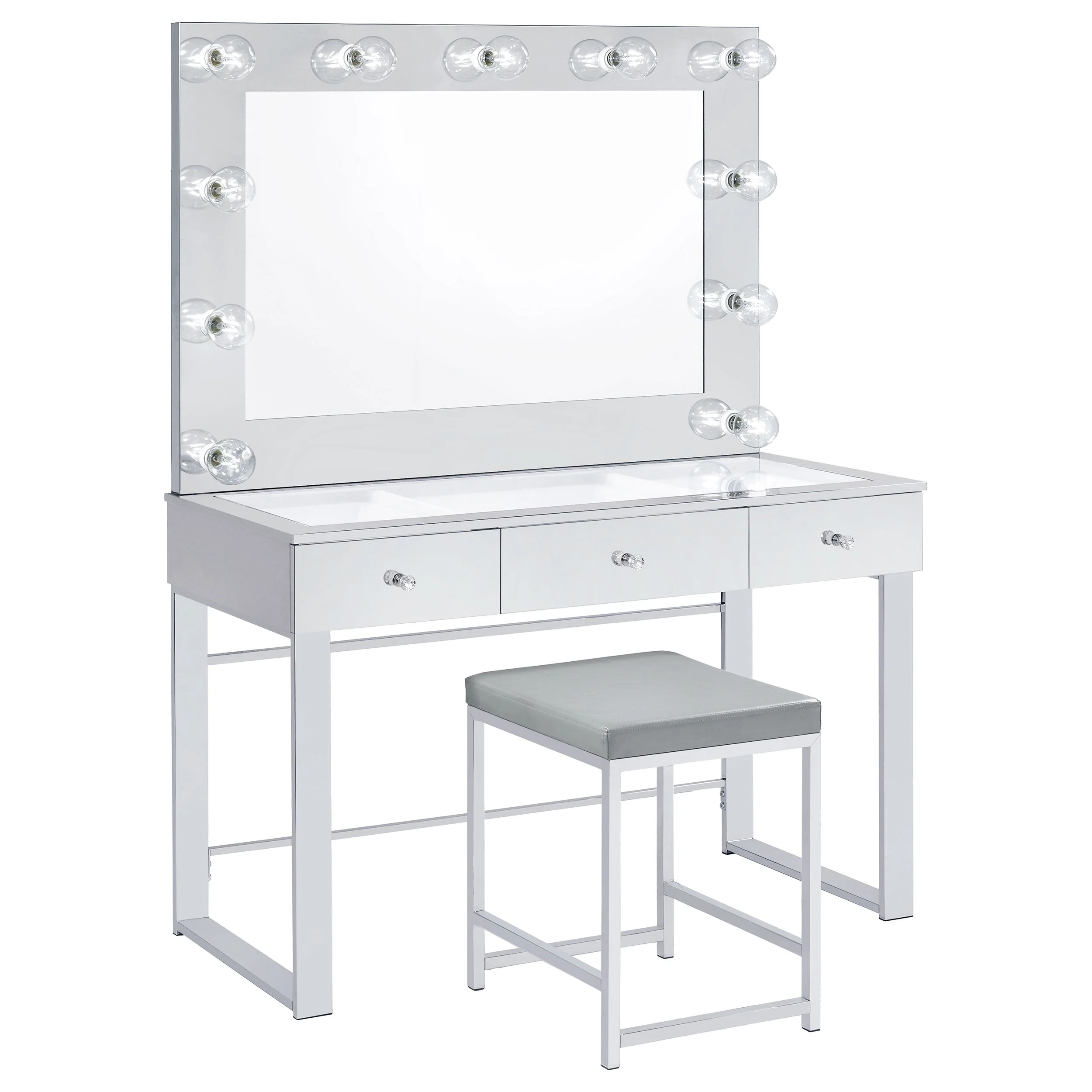 Umbridge Upholstered Square Padded Cushion Vanity Stool - Image 5