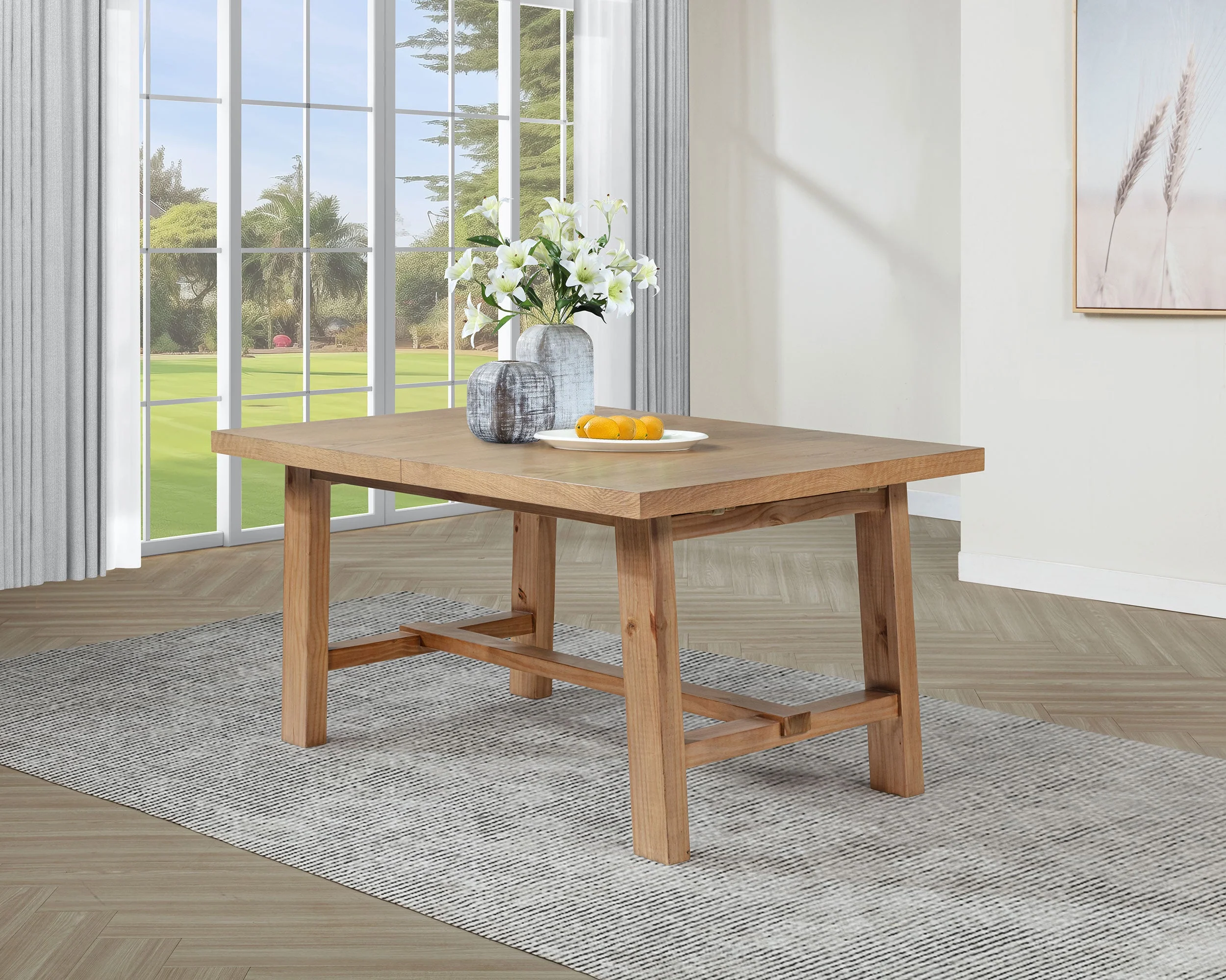Middleton 76-inch Extension Leaf Dining Table Natural Brown - Image 4