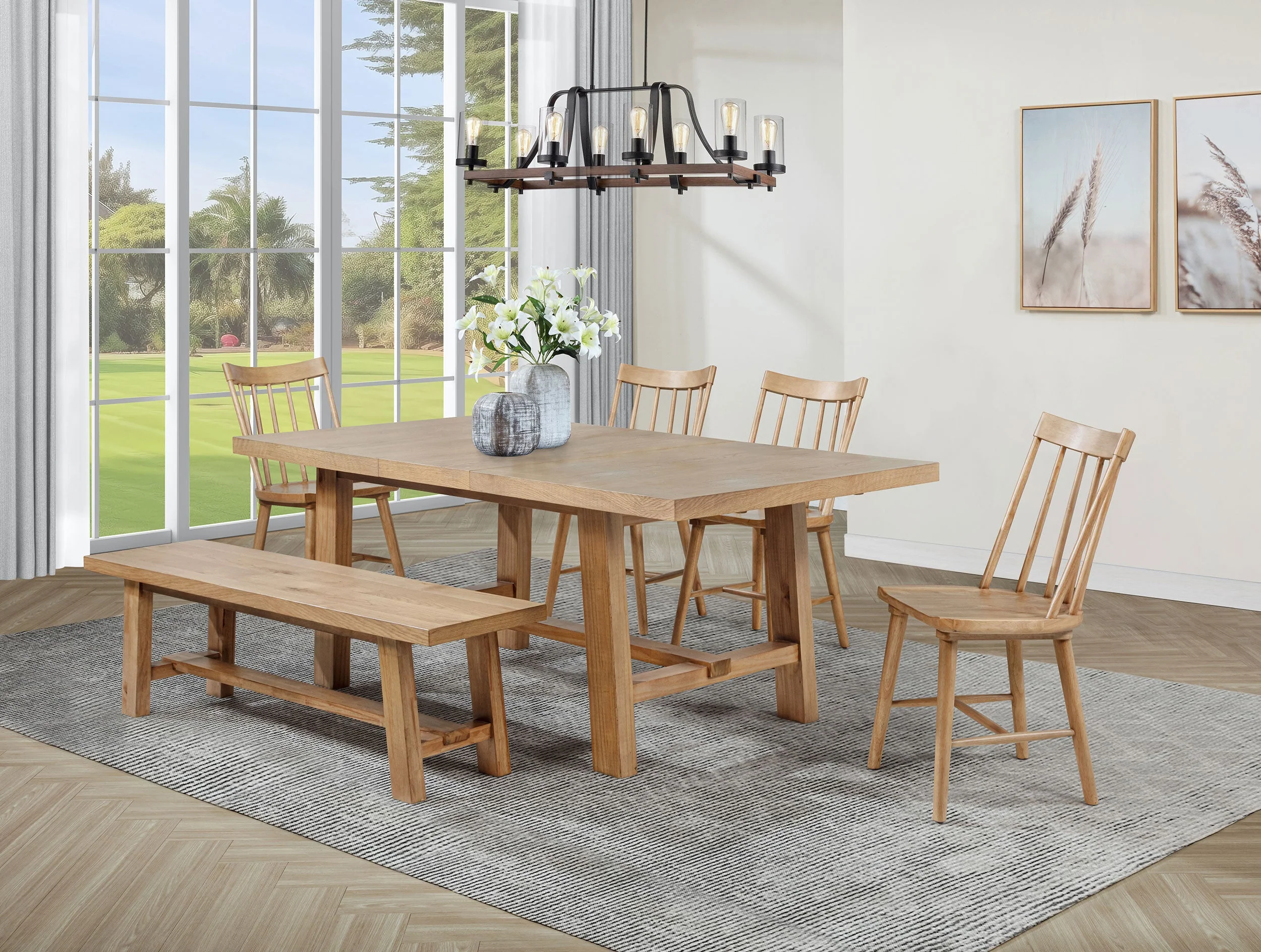 Middleton Extension Leaf Dining Set Natural Brown - Image 3