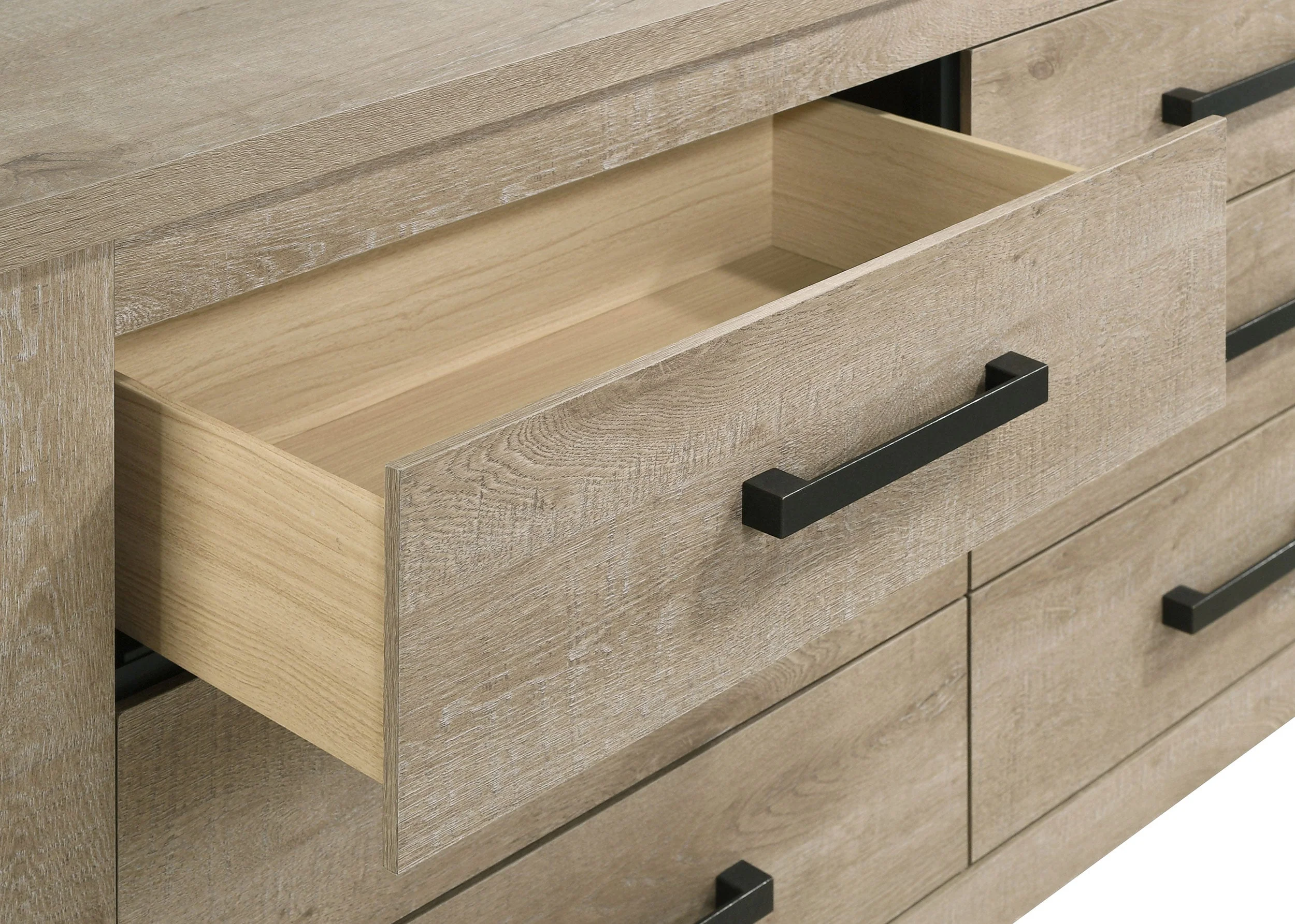 Oakglen 6-drawer Bedroom Dresser and Mirror Weathered Oak - Image 11