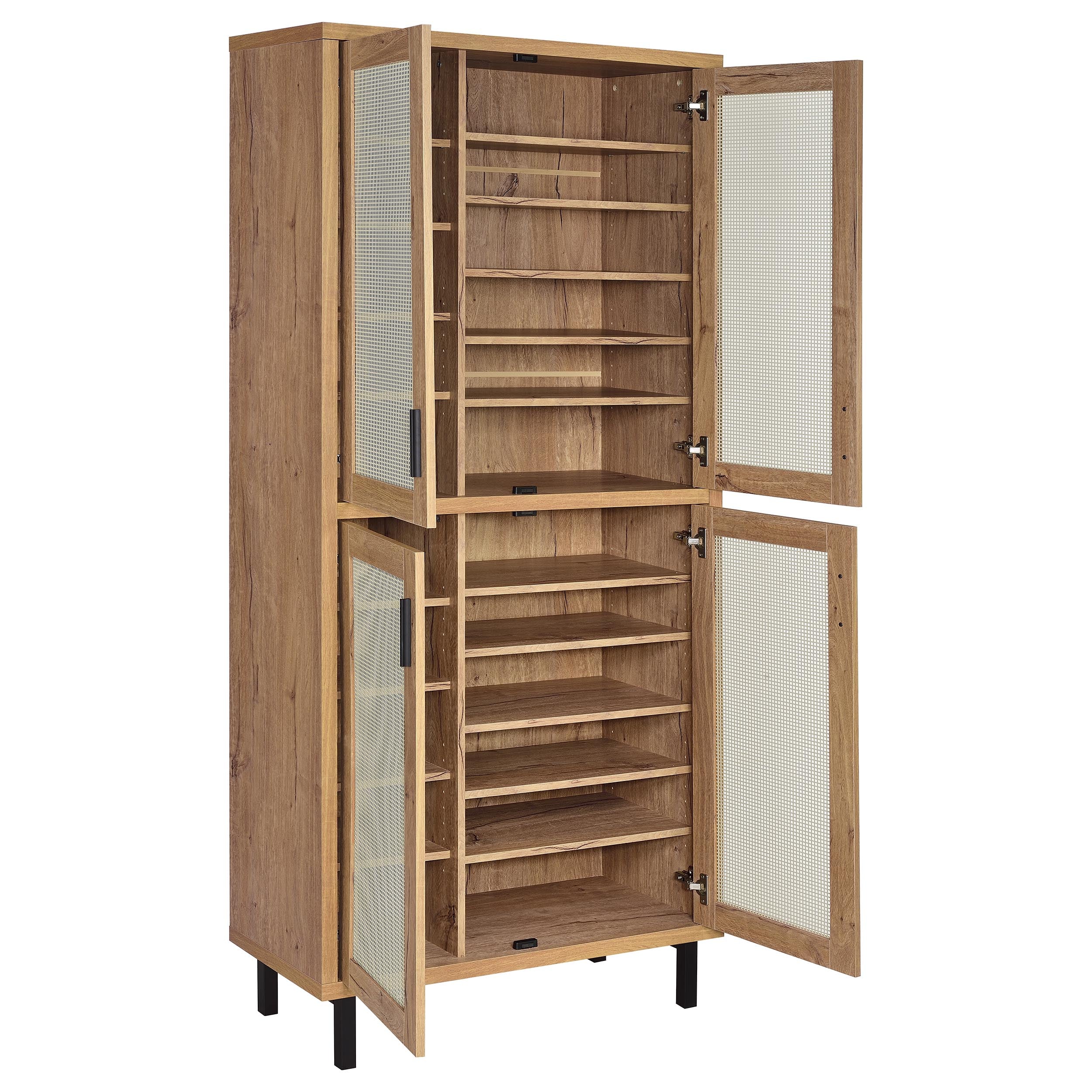 Teller 80-inch 4-door Tall Shoe Storage Cabinet Natural Oak - Image 4