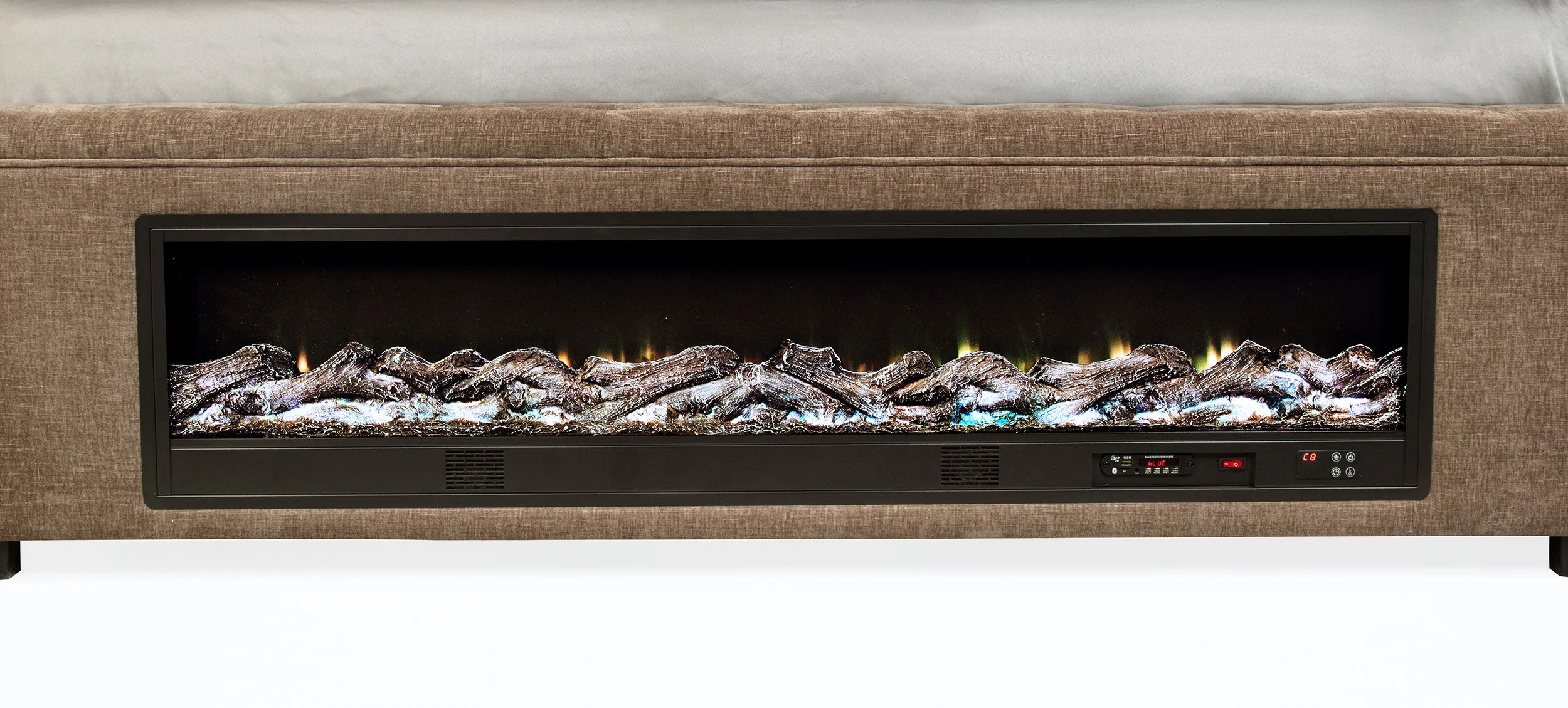 Senna Upholstered Audio Flame Visualizer Bed Brown - Image 27