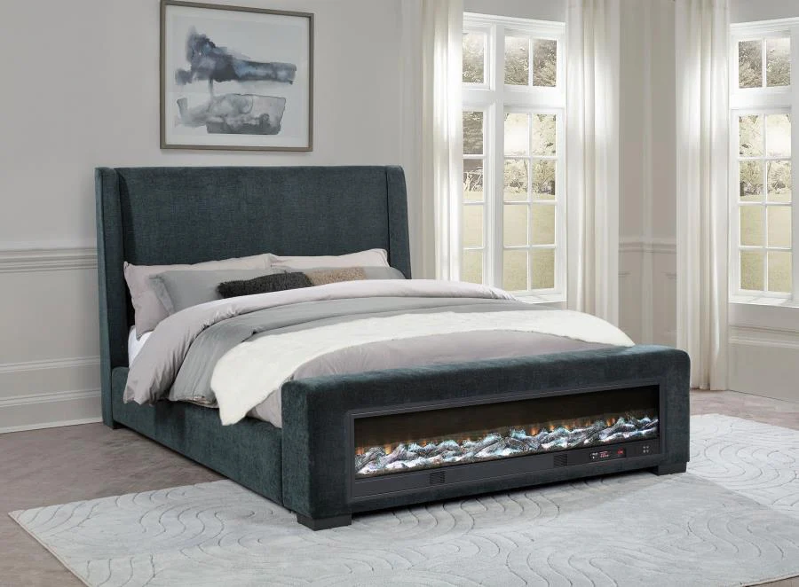 Preston Upholstered Audio Flame Visualizer Bed Dark - Image 2