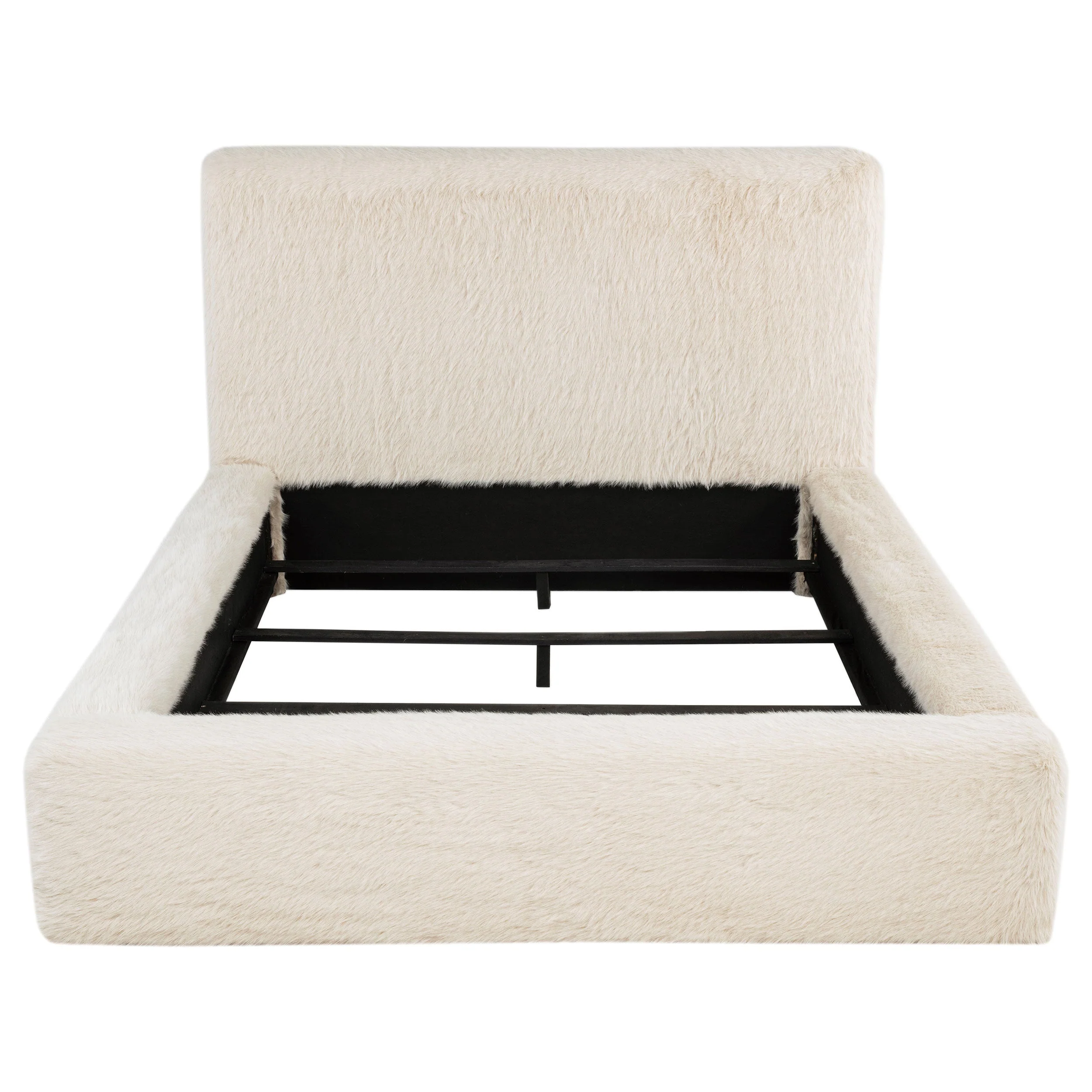 Rebecca Faux Fur Upholstered Bed Cream - Image 13
