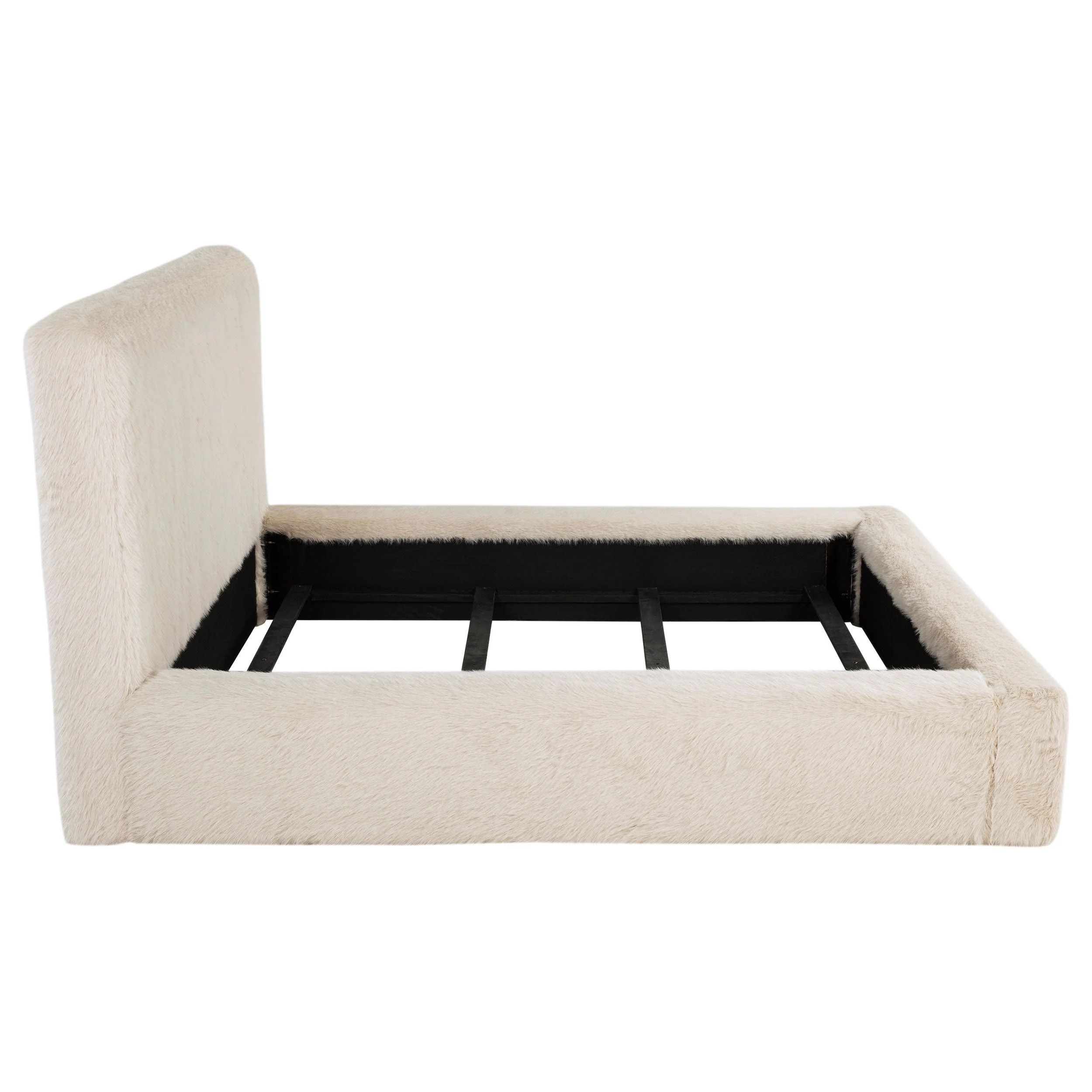 Rebecca Faux Fur Upholstered Bed Cream - Image 20