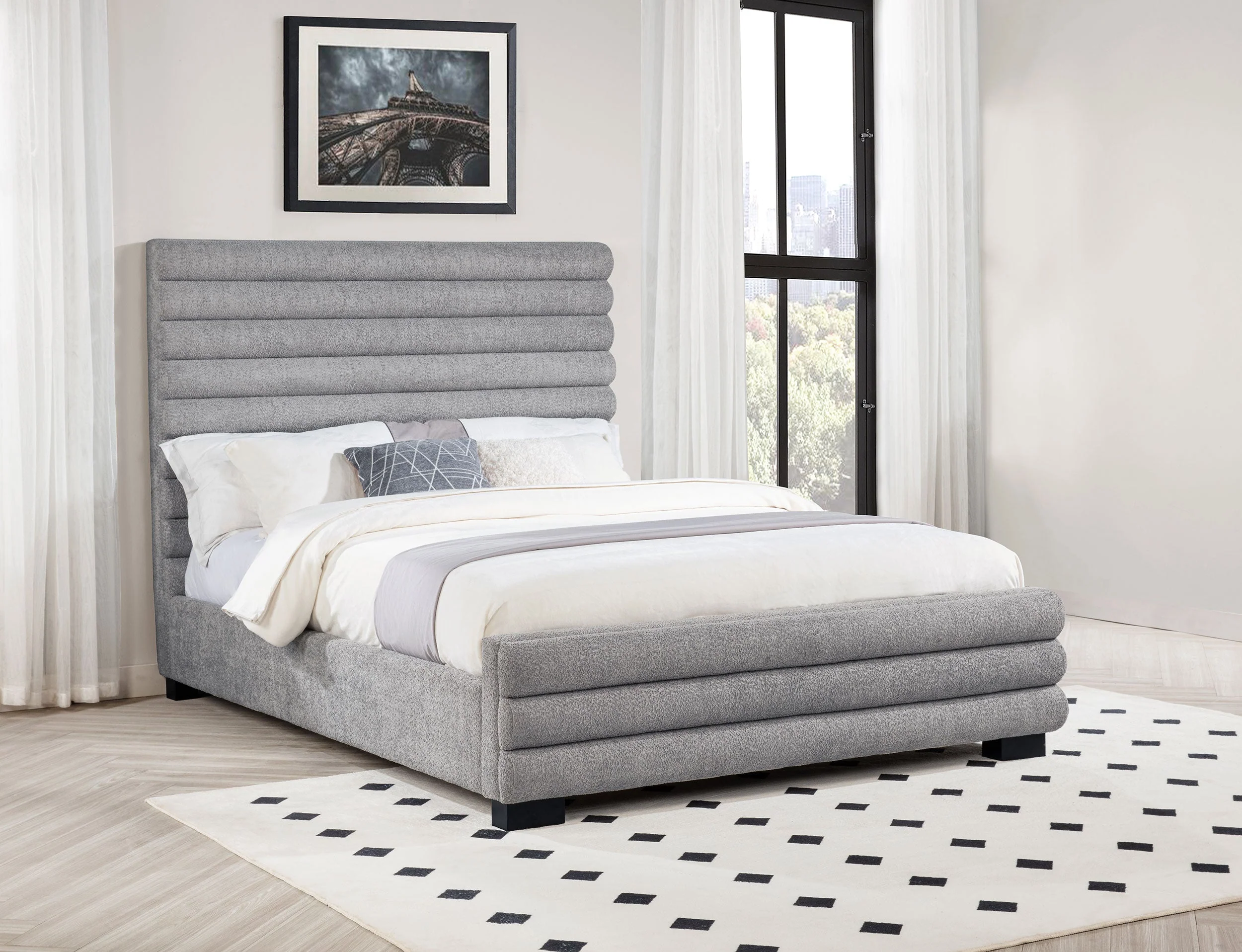 Patricia 58-inch Boucle Upholstered Bed Grey - Image 7