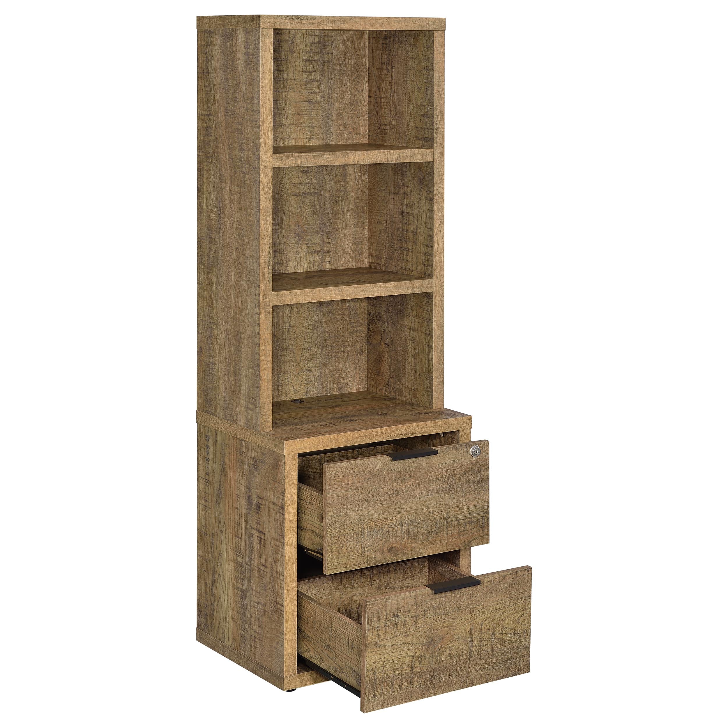 Westpark 3-shelf Bookcase USB and Lockable Drawer - Image 10