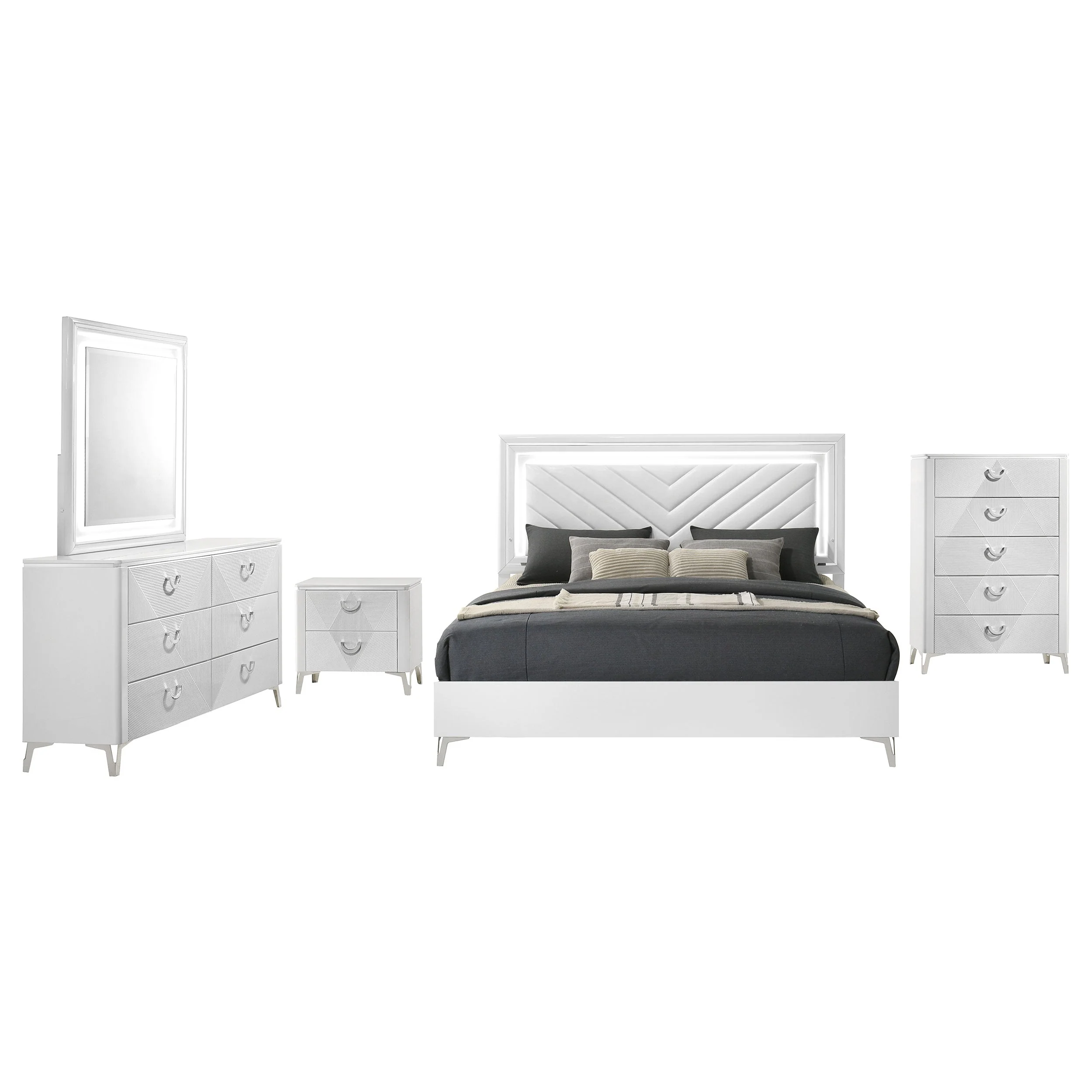 Cassia LED Bedroom Set High Gloss - Image 10