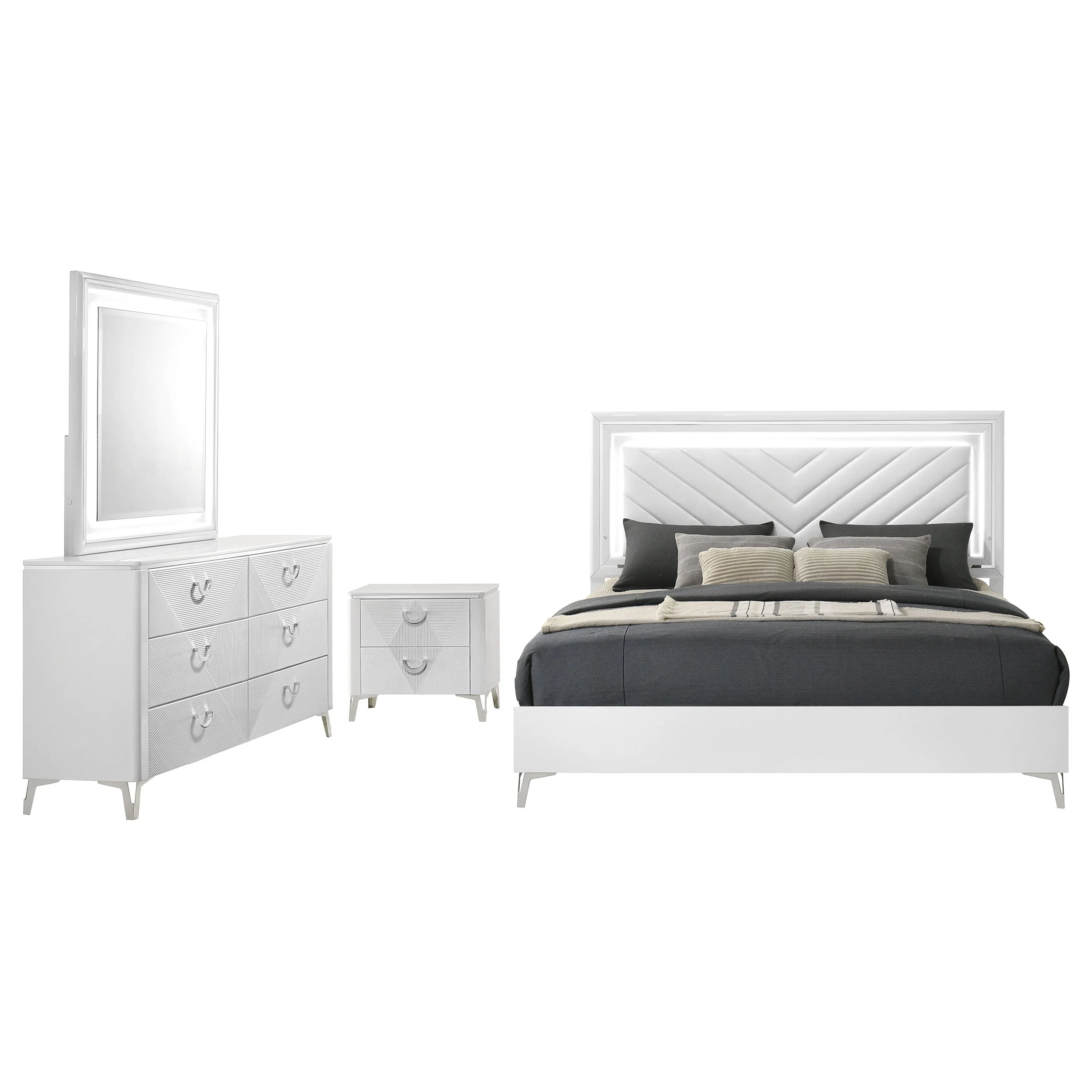 Cassia LED Bedroom Set High Gloss - Image 11
