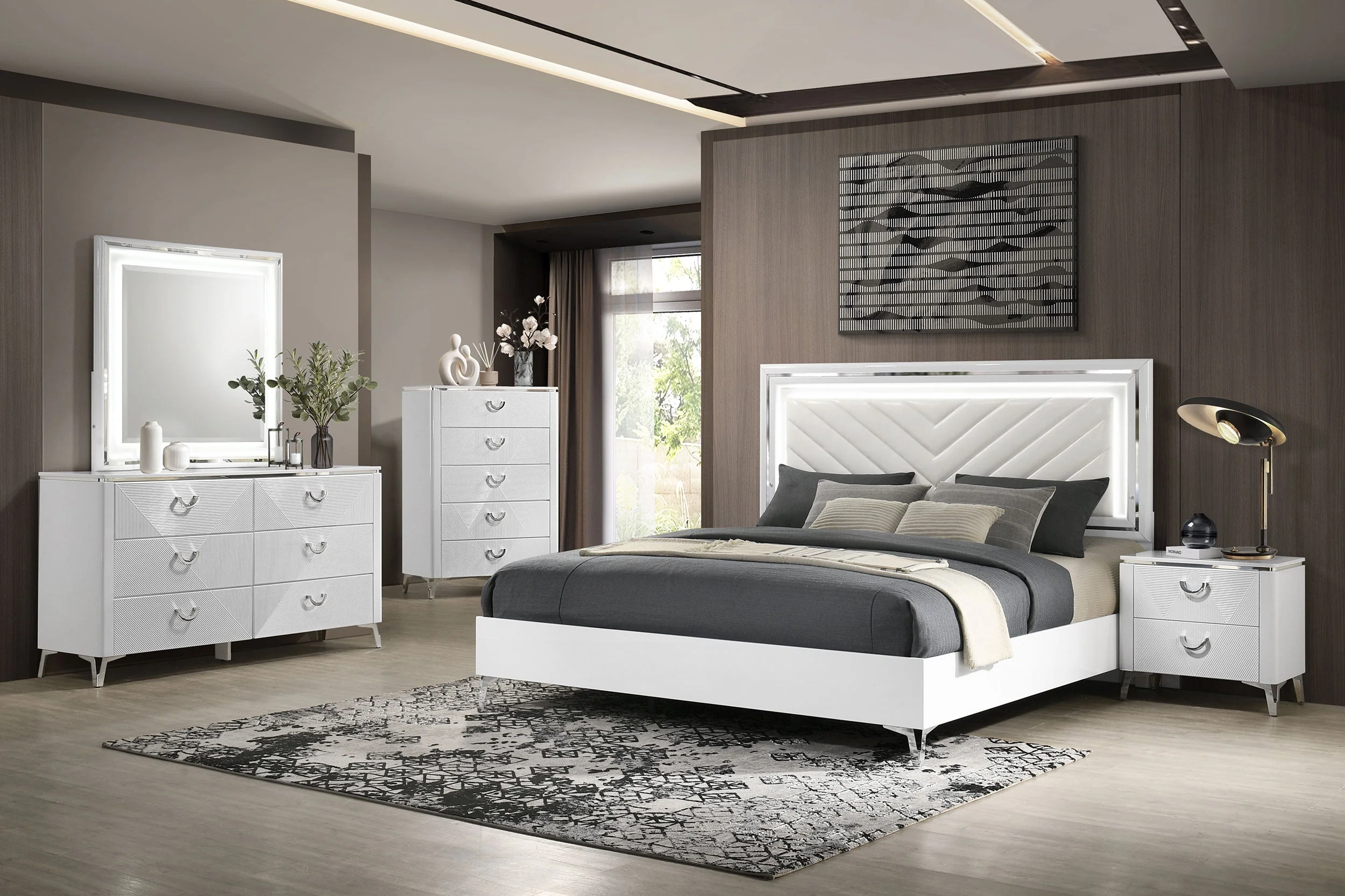 Cassia LED Bedroom Set High Gloss - Image 8