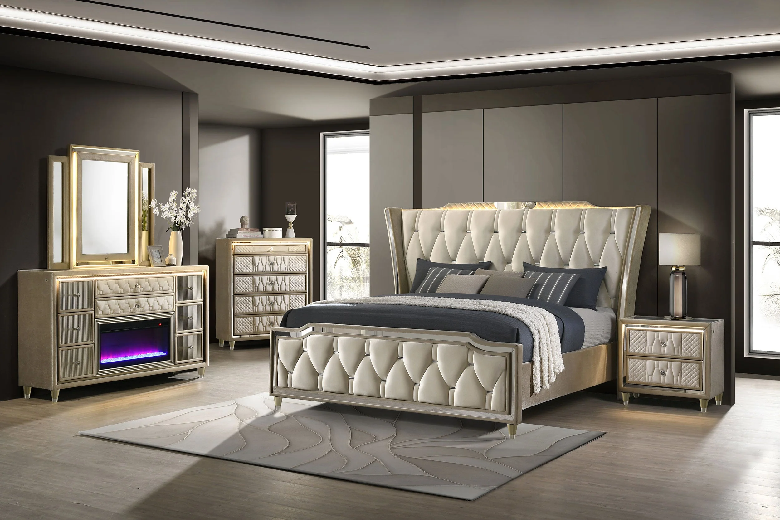 Lorient Bedroom Set Ivory and Camel - Image 16