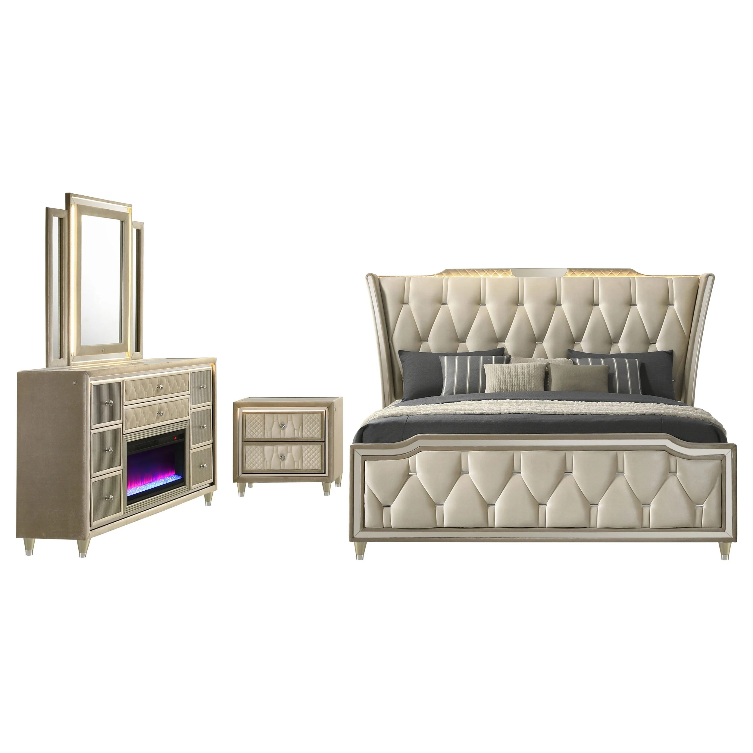 Lorient Bedroom Set Ivory and Camel - Image 23