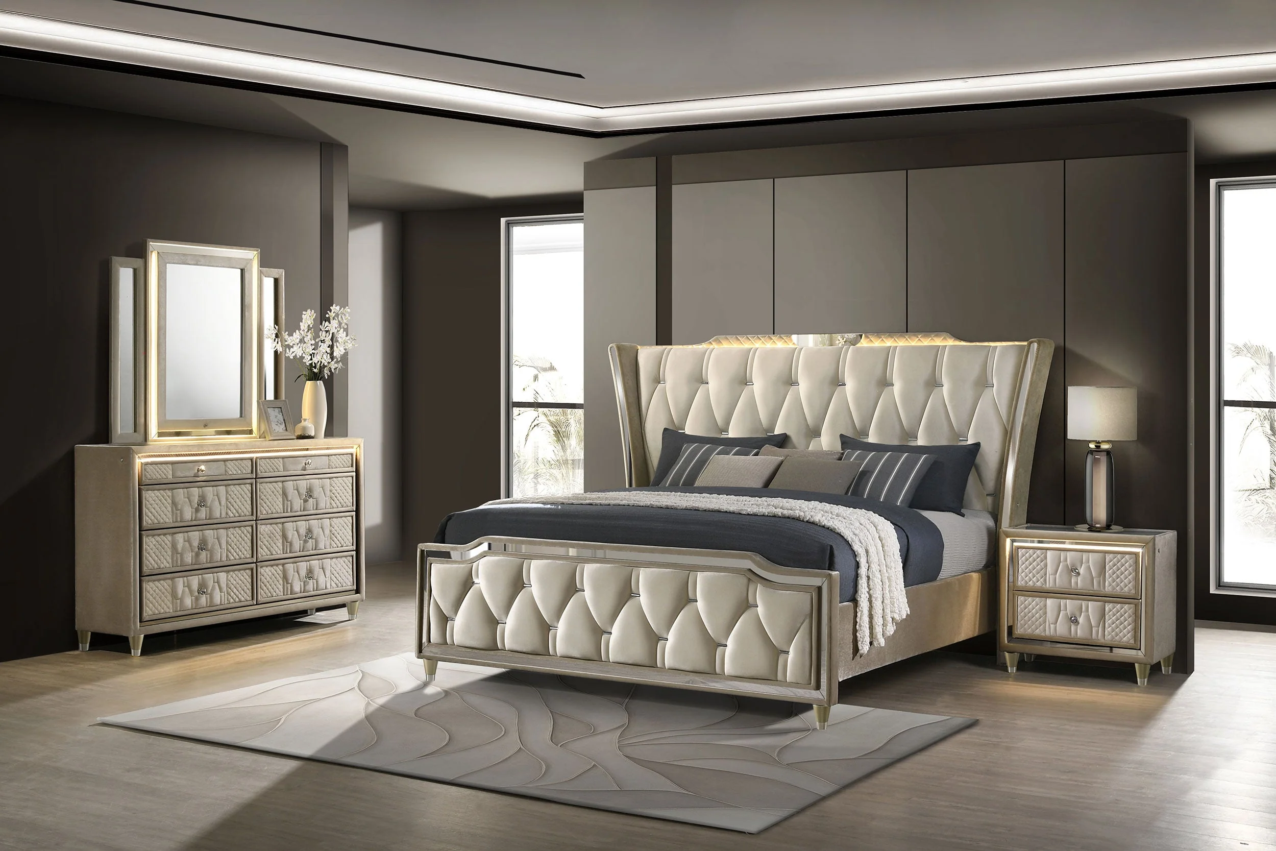 Lorient Bedroom Set Ivory and Camel - Image 9