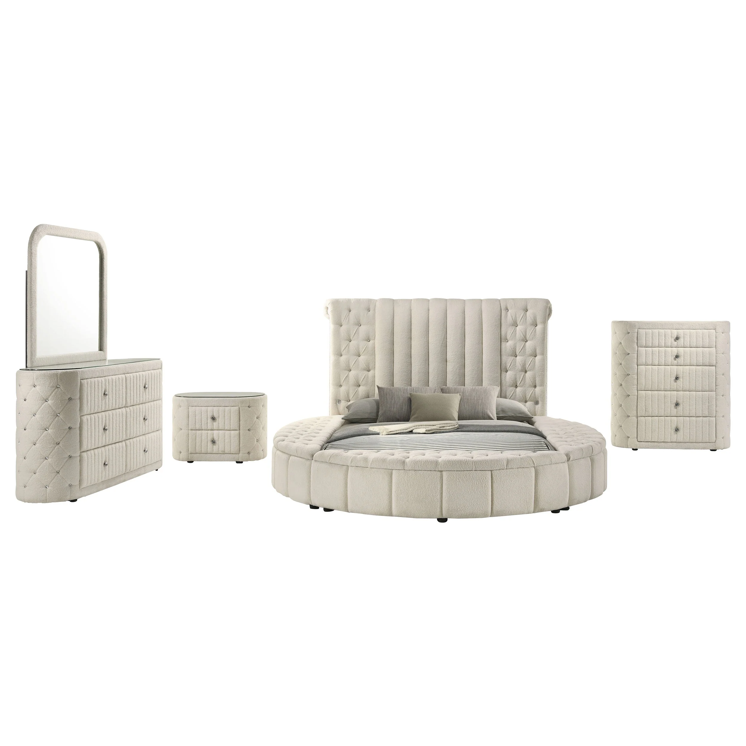 Sonya Upholstered Bedroom Set Ivory - Image 10