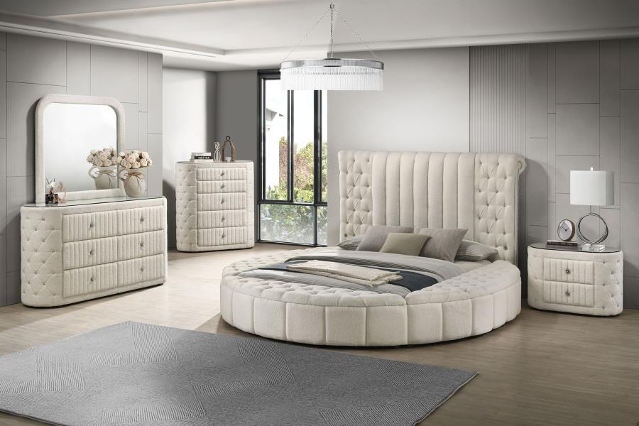 Sonya Upholstered Bedroom Set Ivory - Image 3