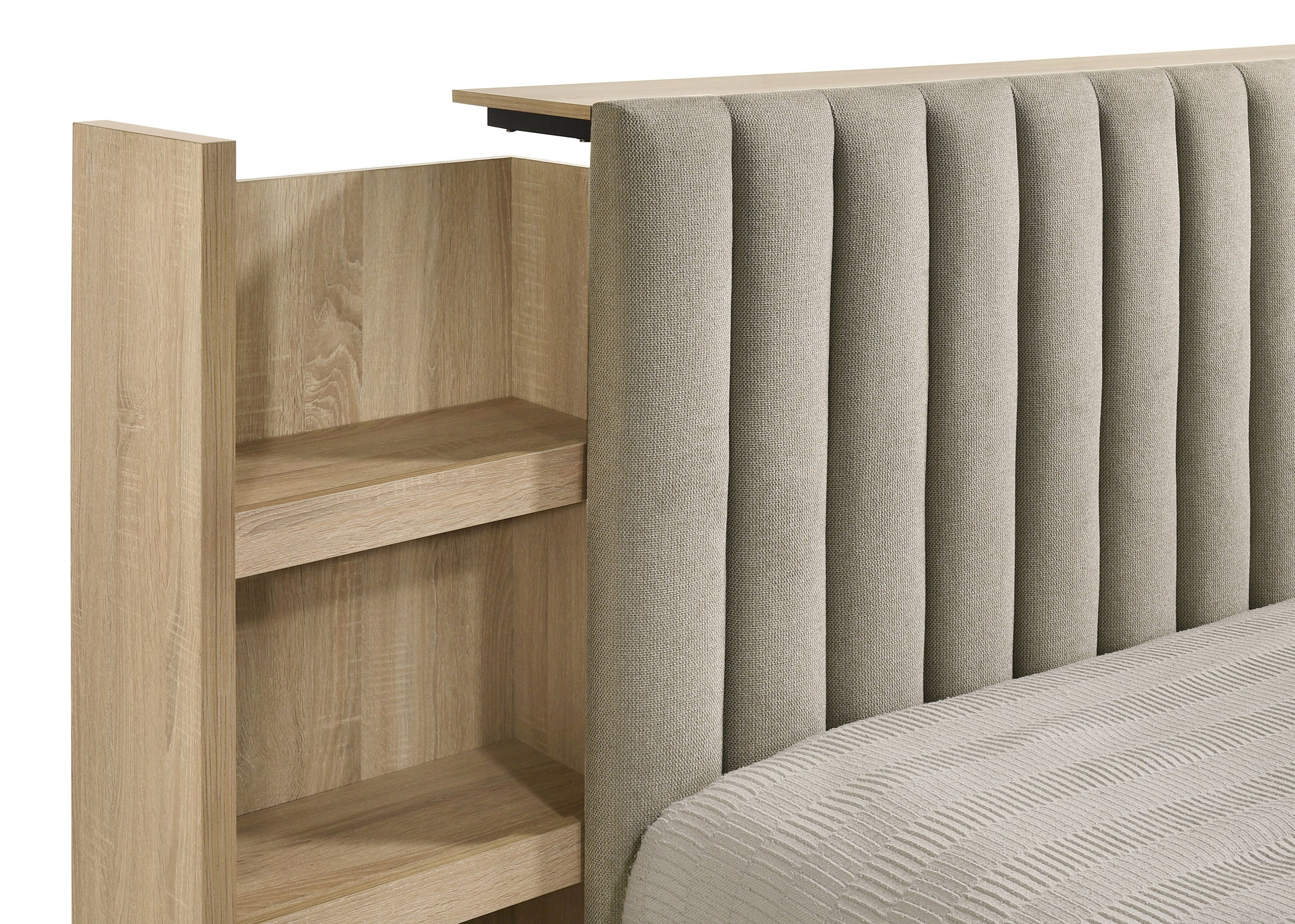 Arielle Bookcase Panel Storage Bed Light Oak - Image 20