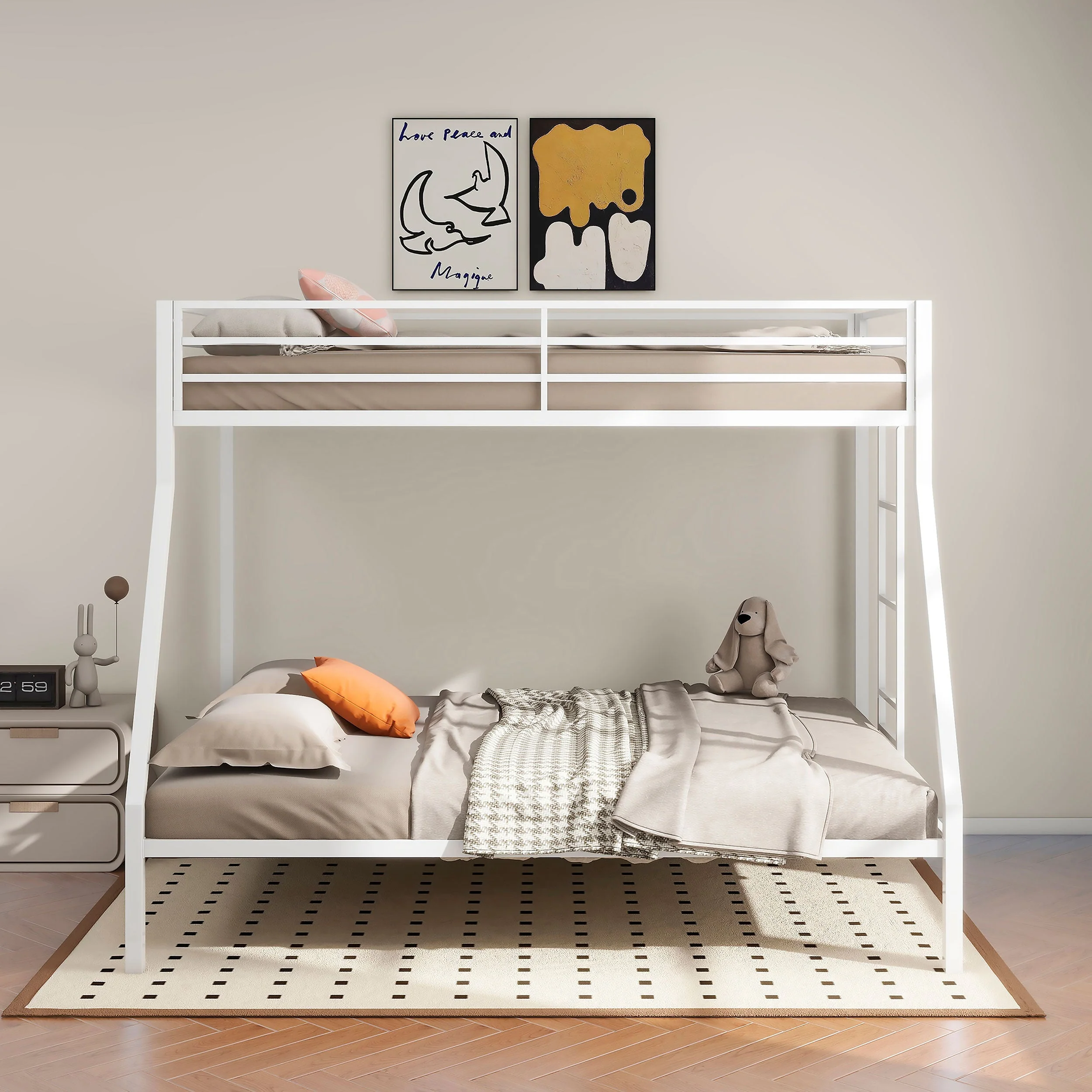 Alevera Metal Twin Over Twin Bunk Bed with Ladder - Image 16