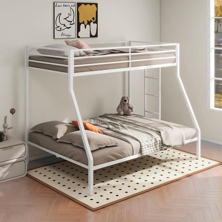 Alevera Metal Twin Over Twin Bunk Bed with Ladder - Image 3