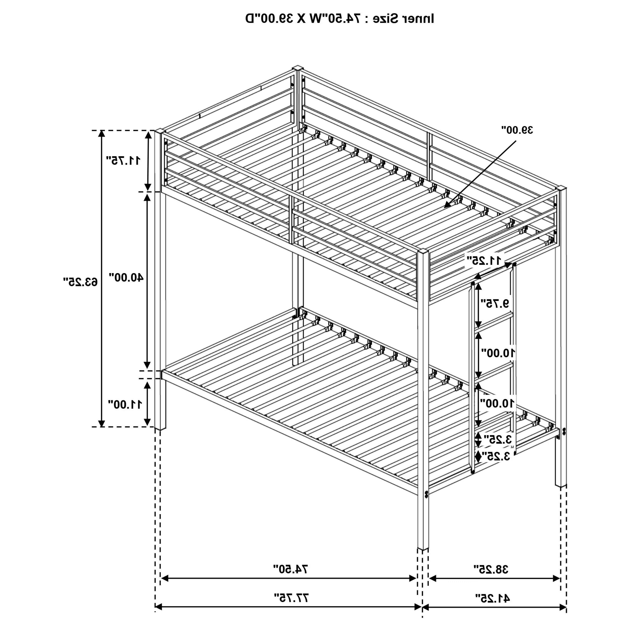 Alevera Metal Twin Over Twin Bunk Bed with Ladder - Image 31