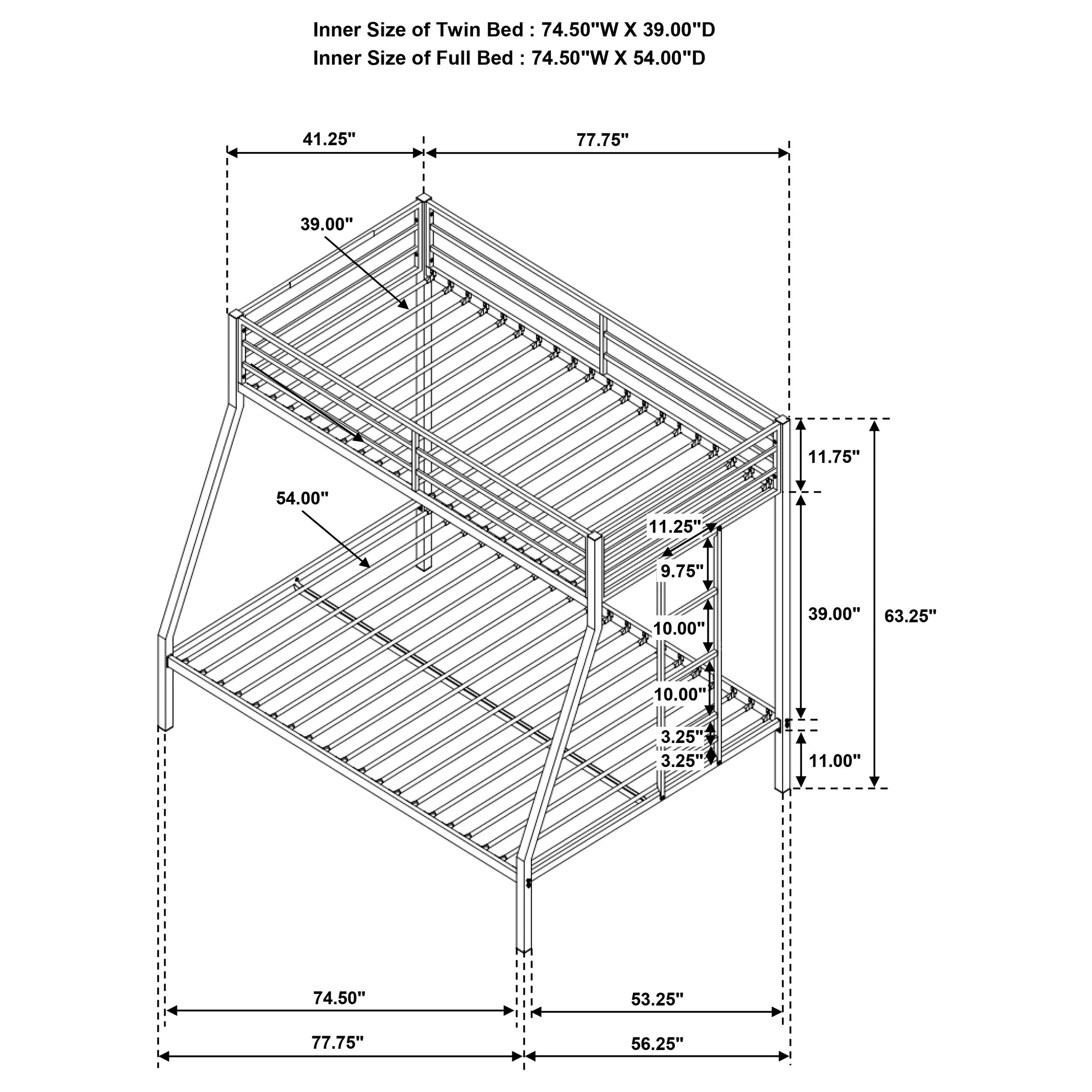 Alevera Metal Twin Over Twin Bunk Bed with Ladder - Image 33