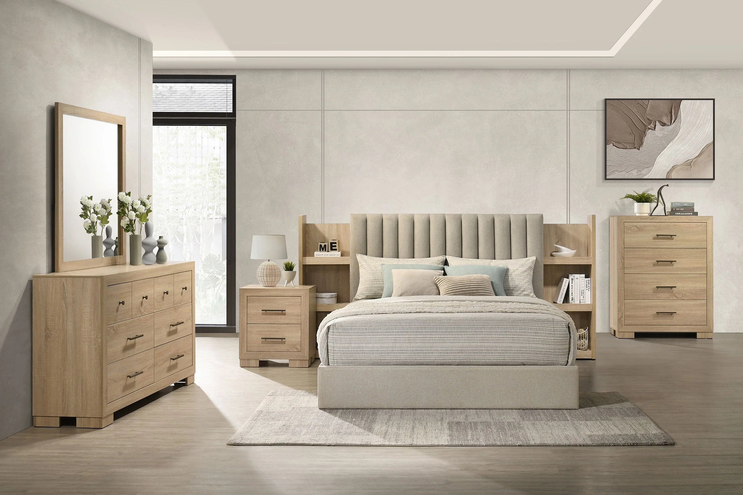 Arielle 2-drawer Bedroom Nightstand with Casters Light Oak - Image 12