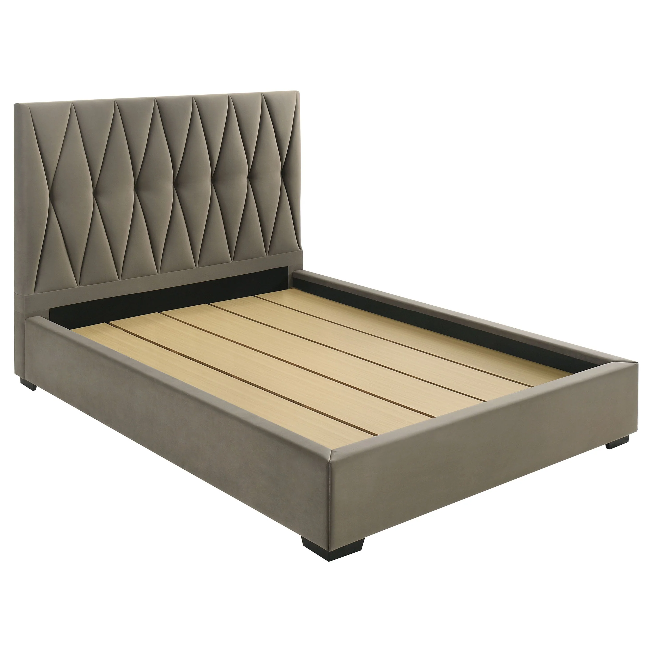 Delsea Upholstered Panel Platform Bed Light Brown - Image 3